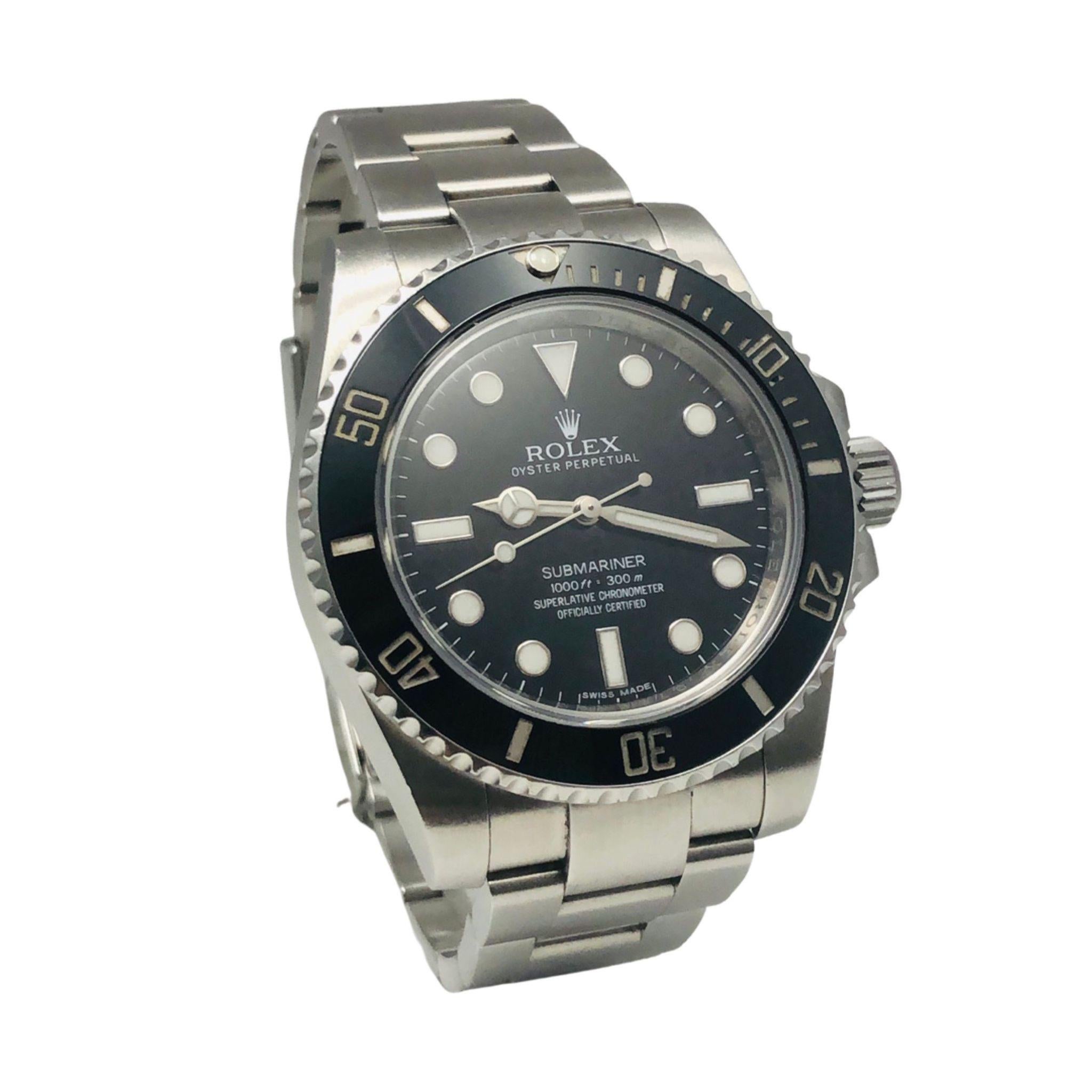Rolex Submariner 'No Date' Stainless Steel Black Dial Ref. 114060 In Good Condition For Sale In Miami, FL