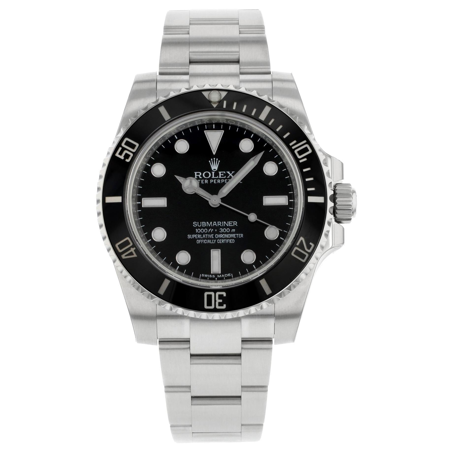 Rolex Submariner No Date Stainless Steel Black Dial Automatic Men's Watch 114060