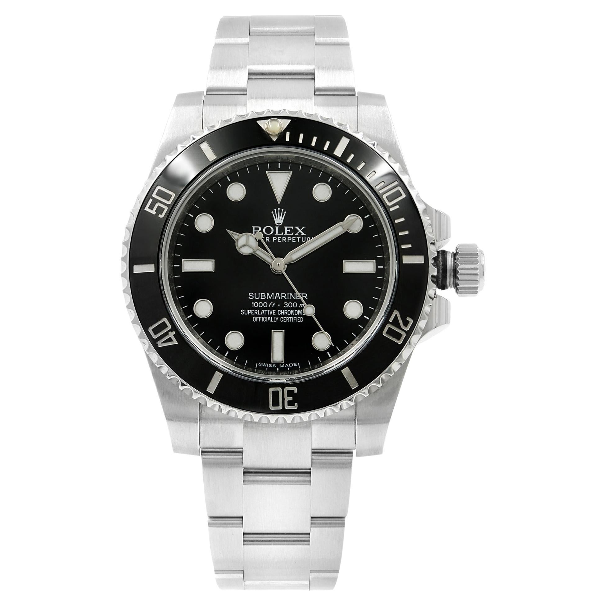 Rolex Submariner No Date Stahl Keramik Schwarzes Zifferblatt Automatik-Herrenuhr 114060 im Angebot