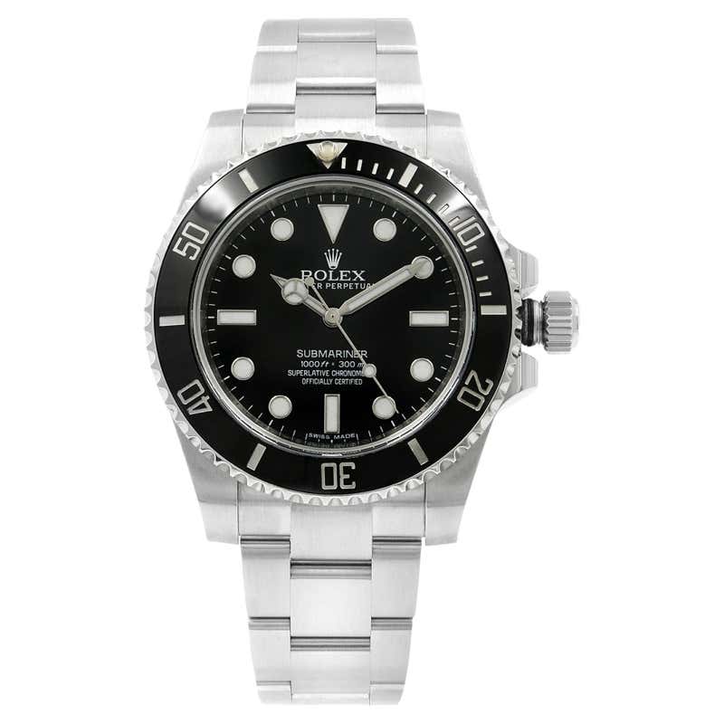Rolex Submariner Date No Holes Steel Black Dial Automatic Mens Watch ...