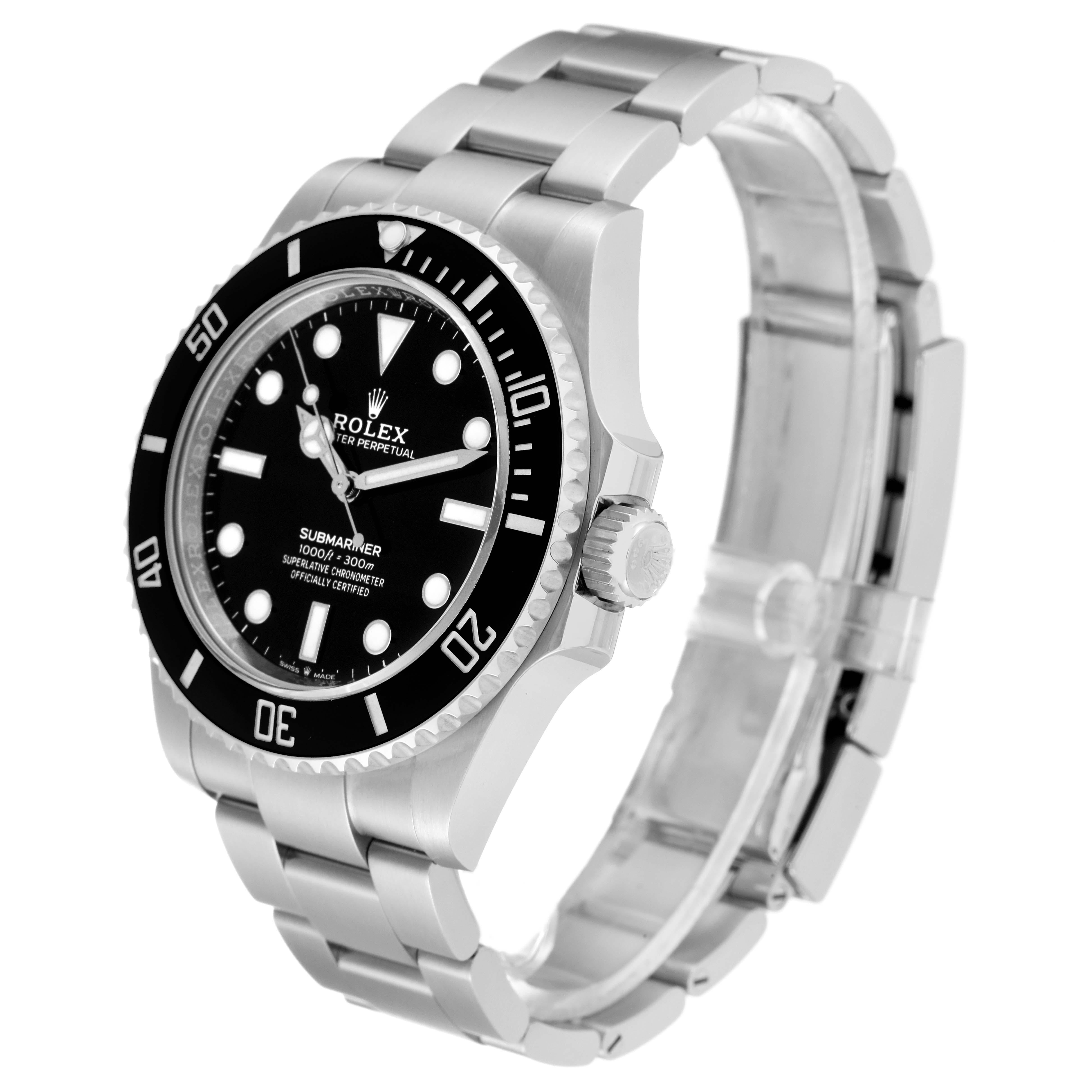 Men's Rolex Submariner Non-Date 4 Liner Ceramic Bezel Steel Mens Watch 124060 Box Card