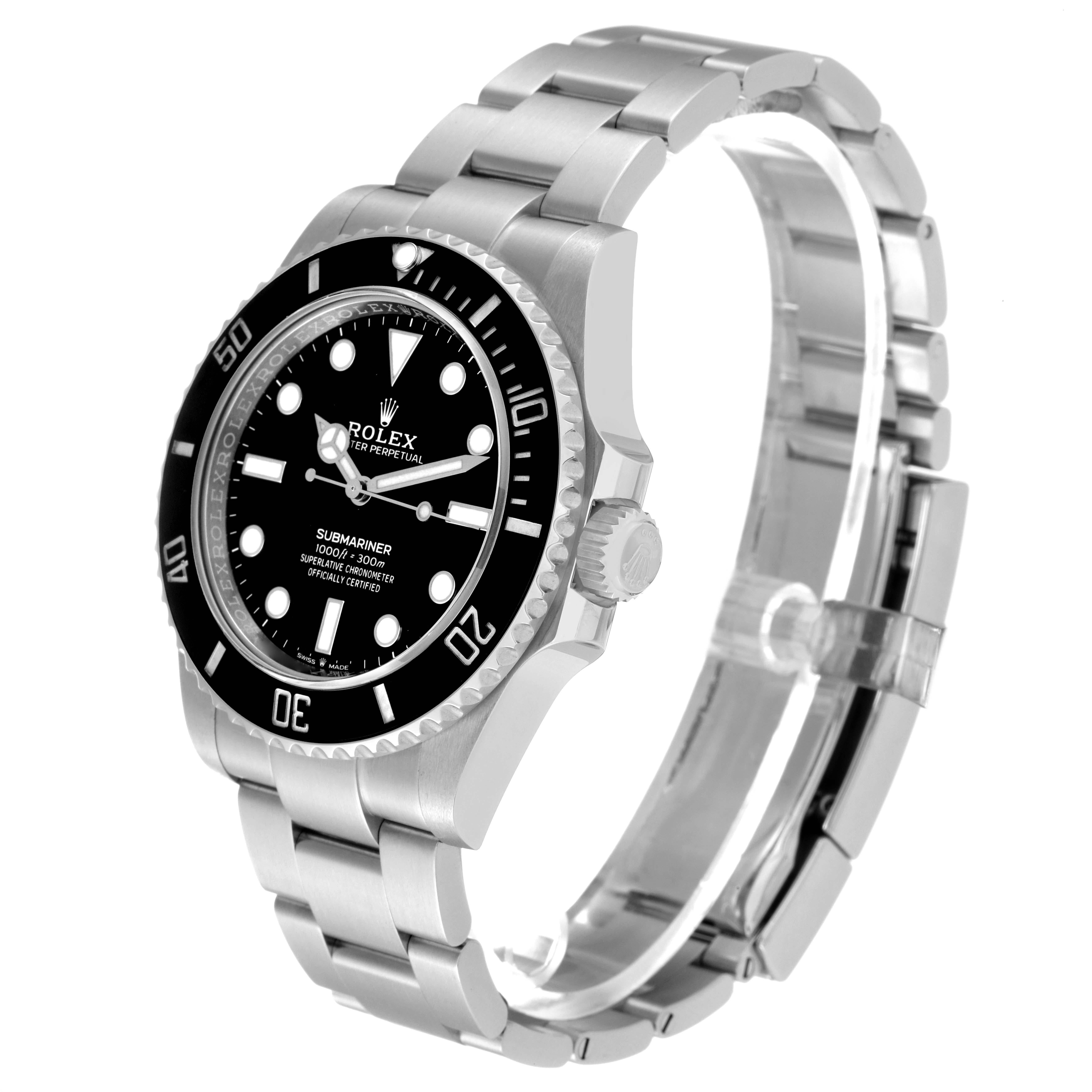 Women's Rolex Submariner Non-Date Ceramic Bezel Steel Mens Watch 124060 Box Card