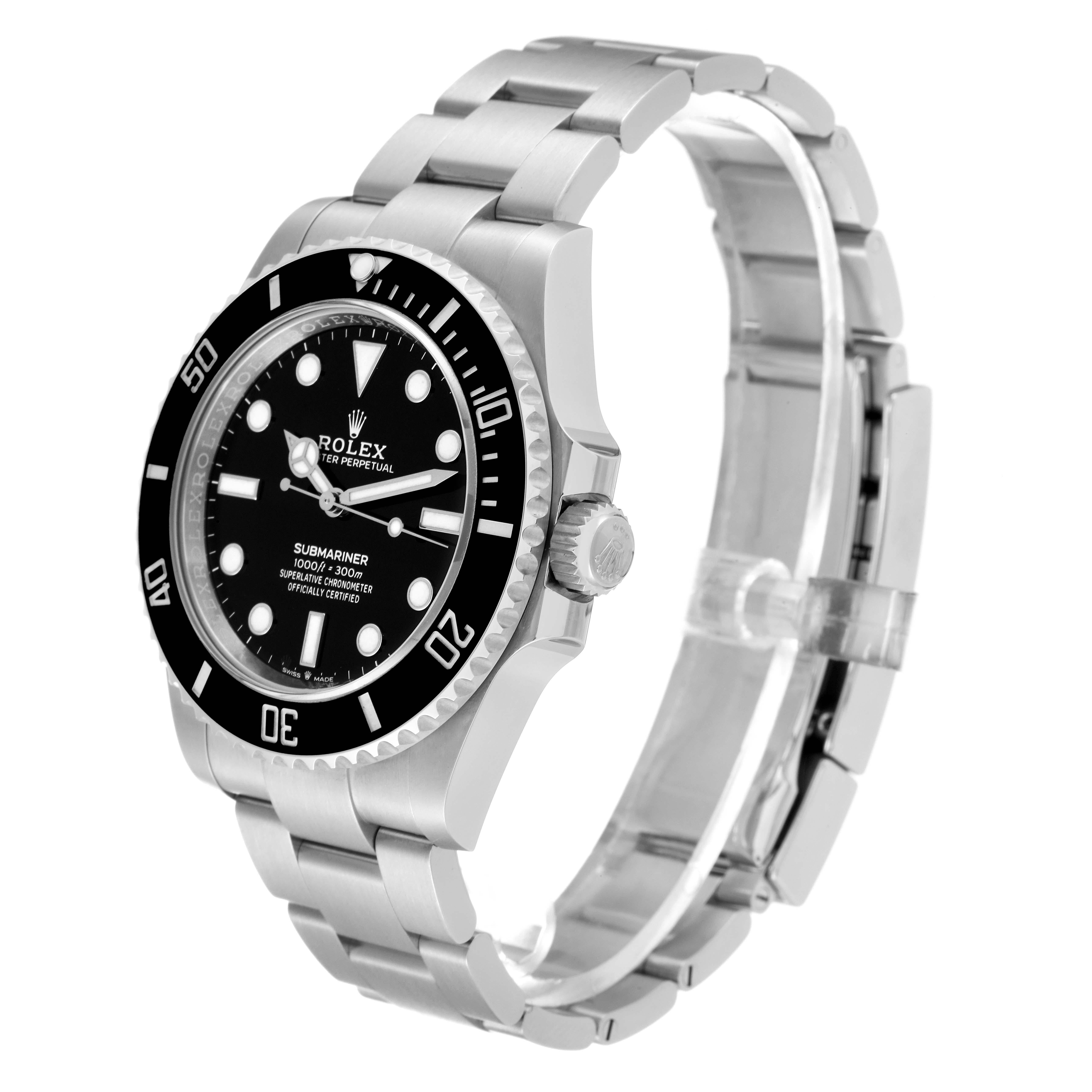 Men's Rolex Submariner Non-Date Ceramic Bezel Steel Mens Watch 124060 Box Card