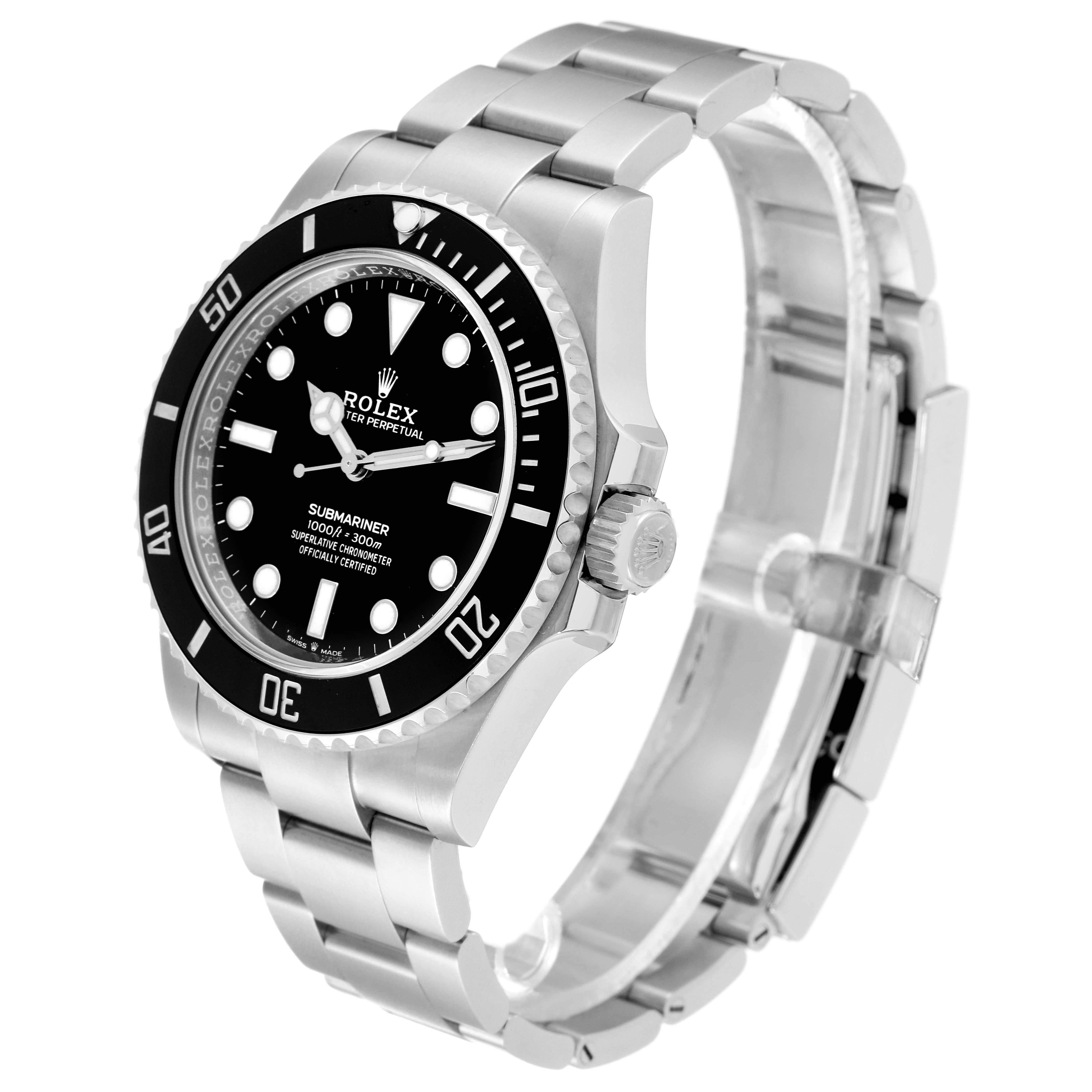 Men's Rolex Submariner Non-Date Ceramic Bezel Steel Mens Watch 124060 Box Card