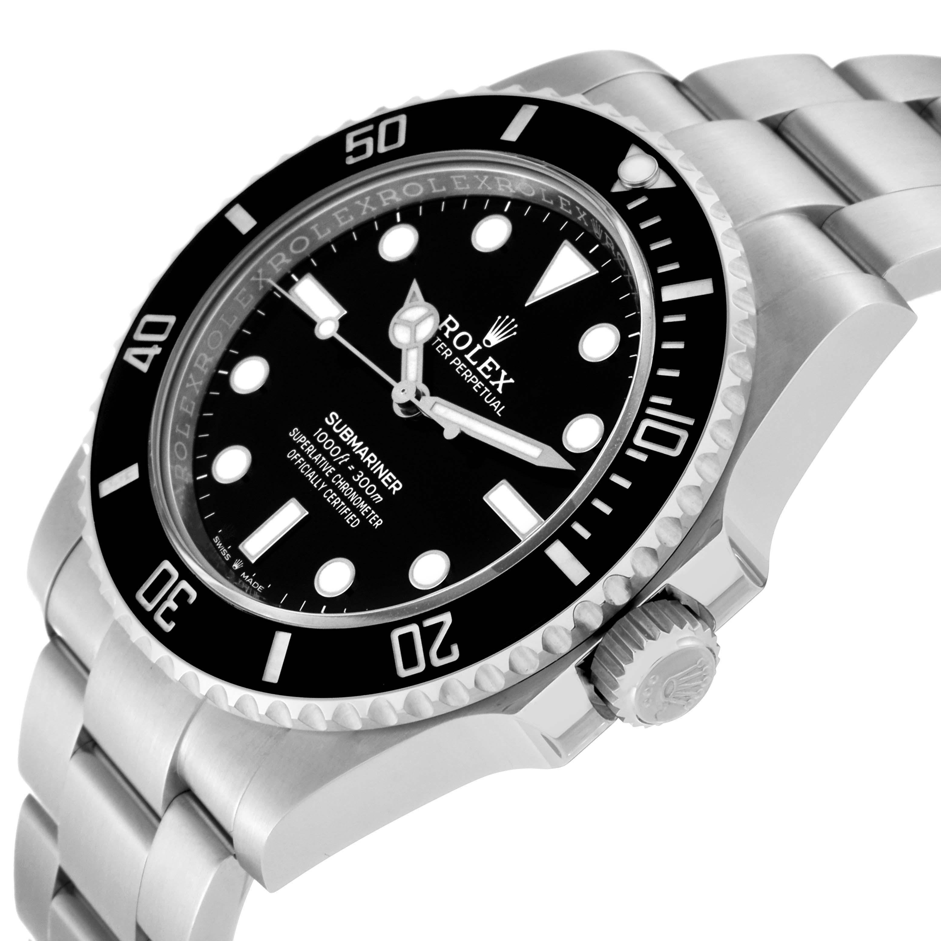 Rolex Submariner Non-Date Ceramic Bezel Steel Mens Watch 124060 Box Card For Sale 1