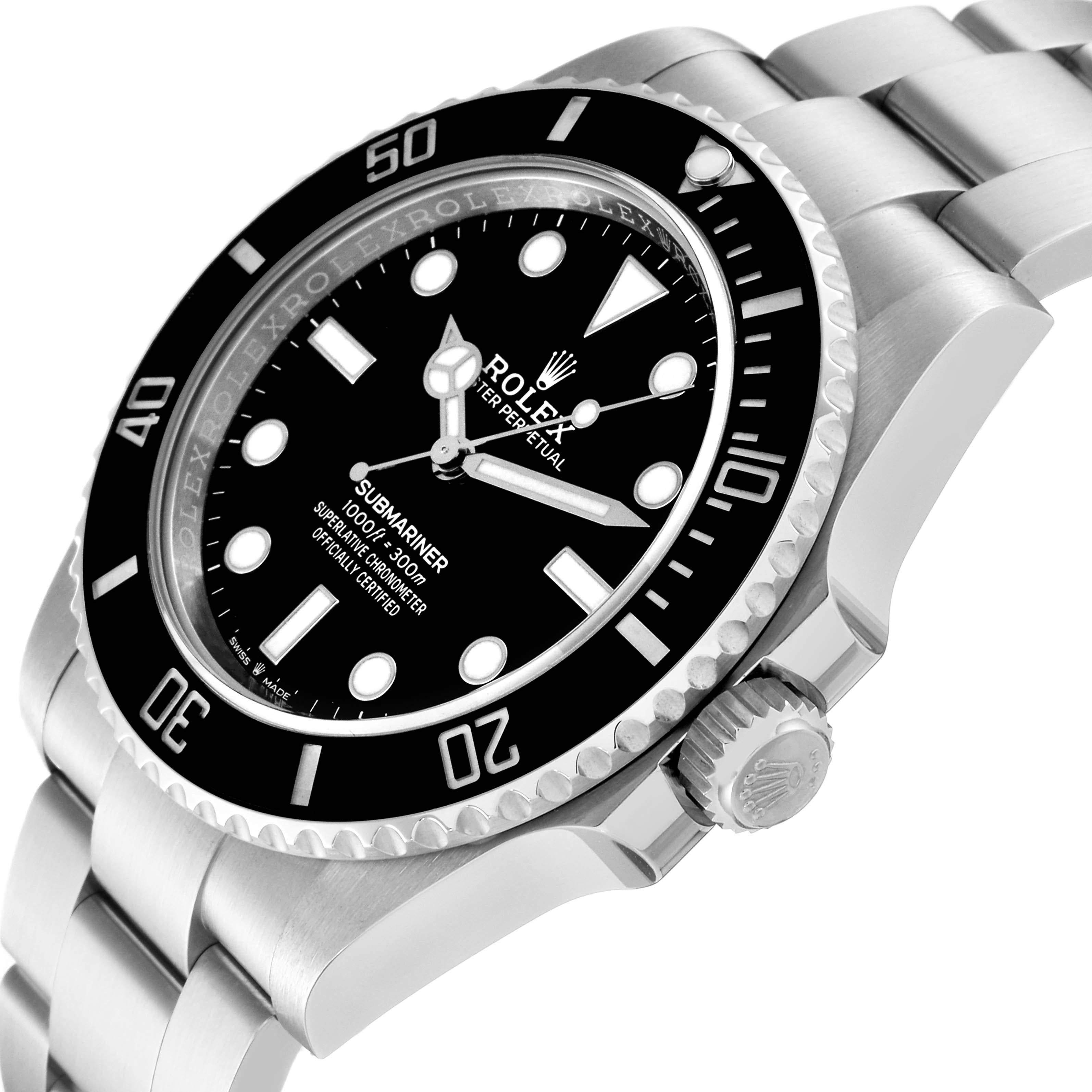 Rolex Submariner Non-Date Ceramic Bezel Steel Mens Watch 124060 Box Card 1