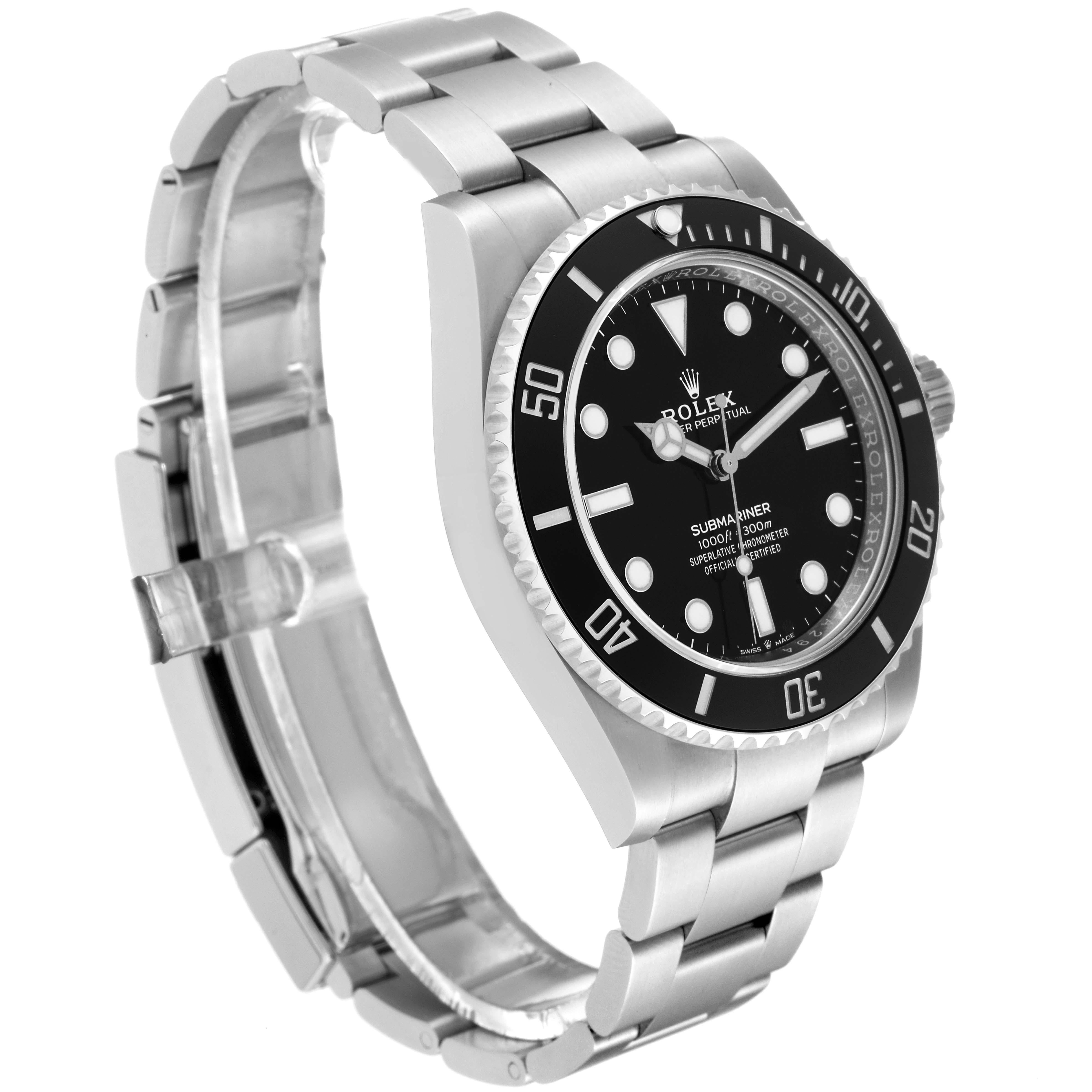 Men's Rolex Submariner Non-Date Ceramic Bezel Steel Mens Watch 124060 Box Card For Sale