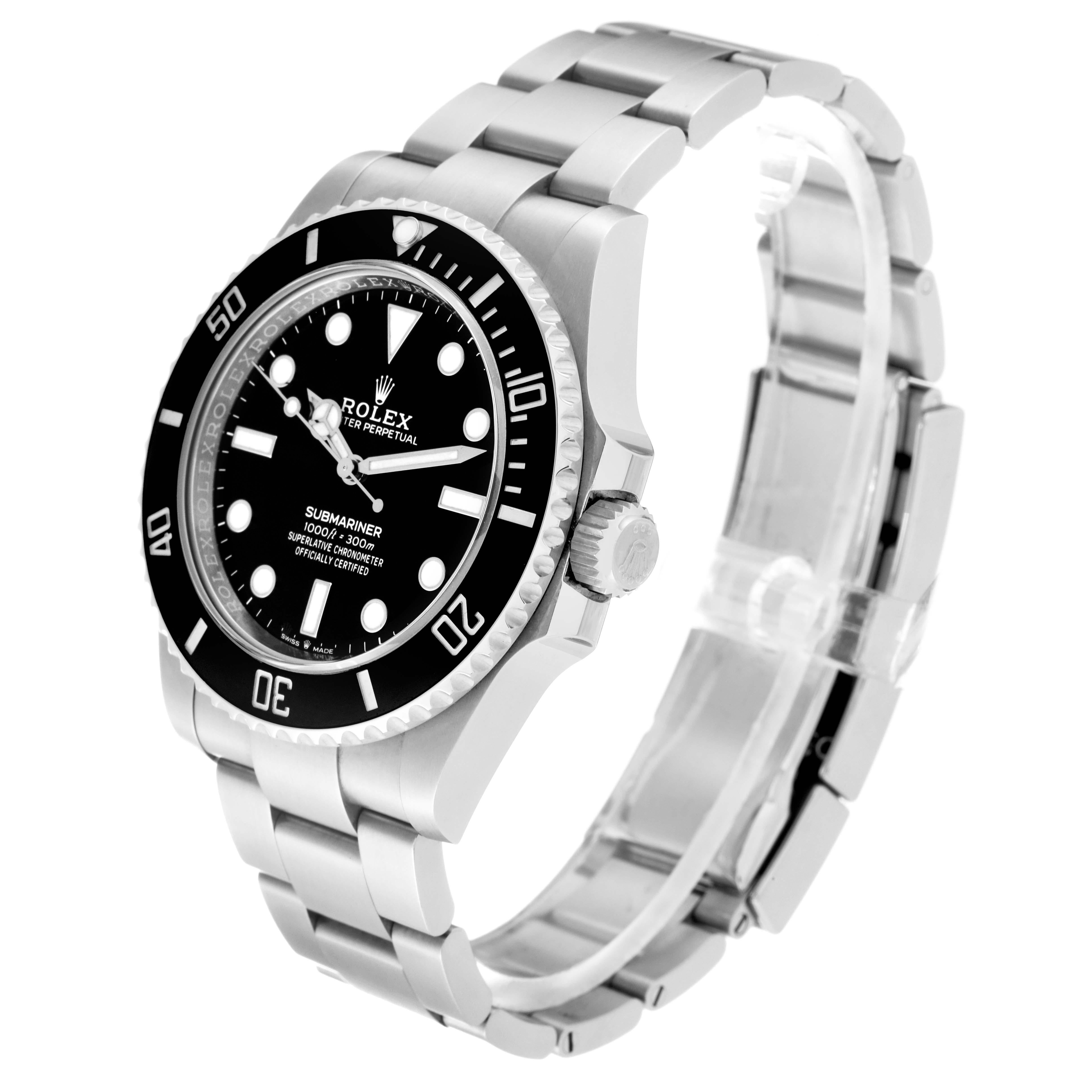 Rolex Submariner Non-Date Ceramic Bezel Steel Mens Watch 124060 Box Card For Sale 1