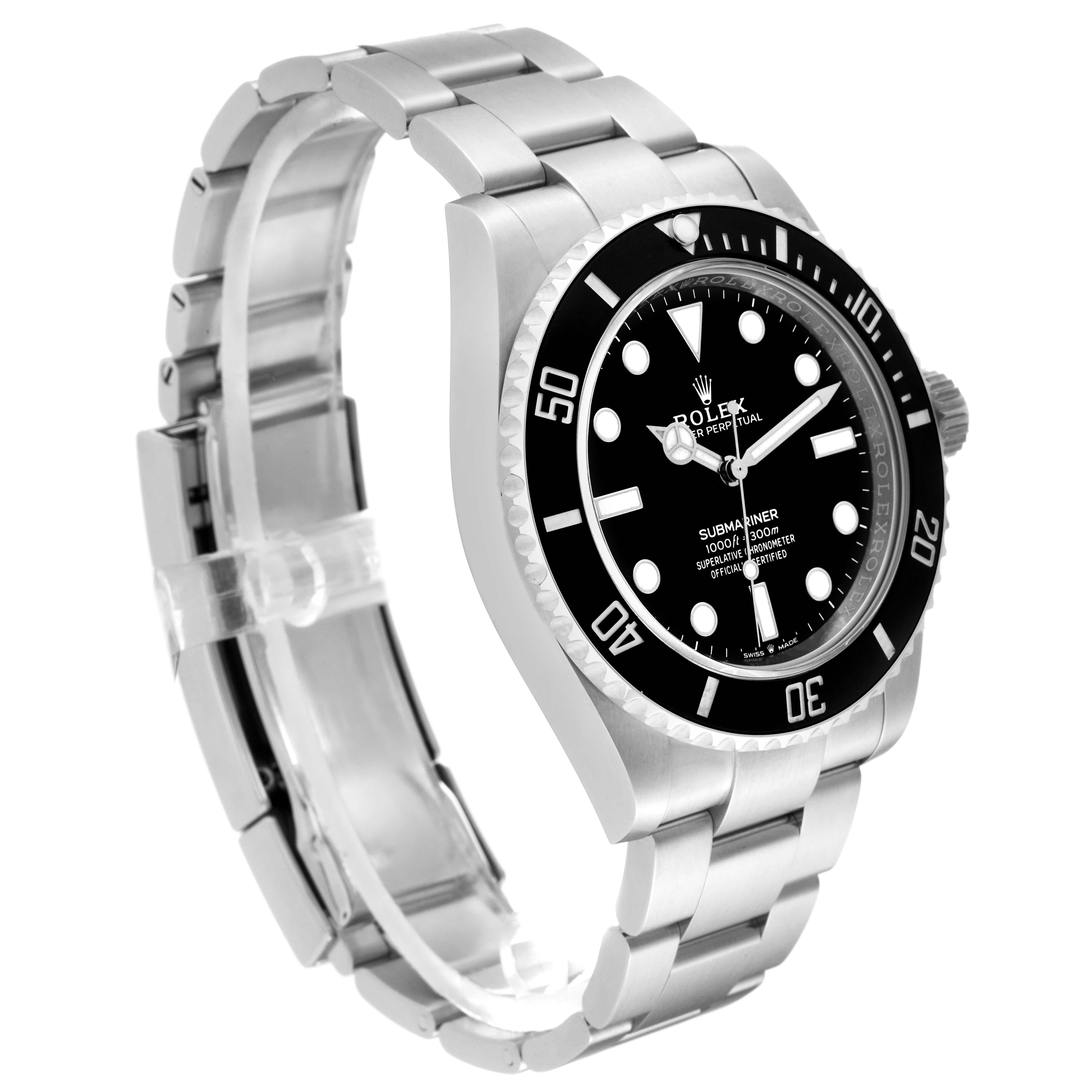 Rolex Submariner Non-Date Ceramic Bezel Steel Mens Watch 124060 Box Card For Sale 2