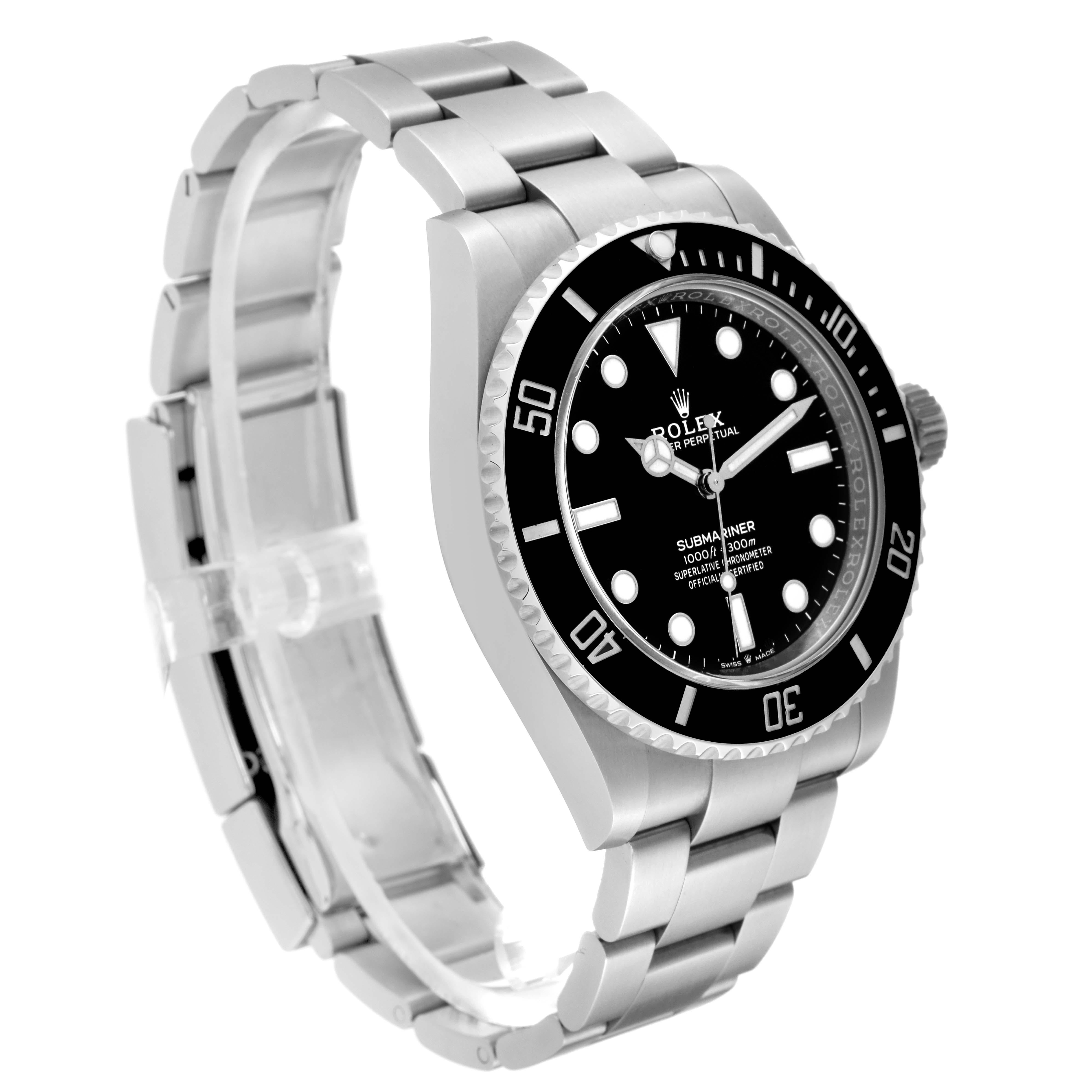 Rolex Submariner Non-Date Ceramic Bezel Steel Mens Watch 124060 Box Card For Sale 2