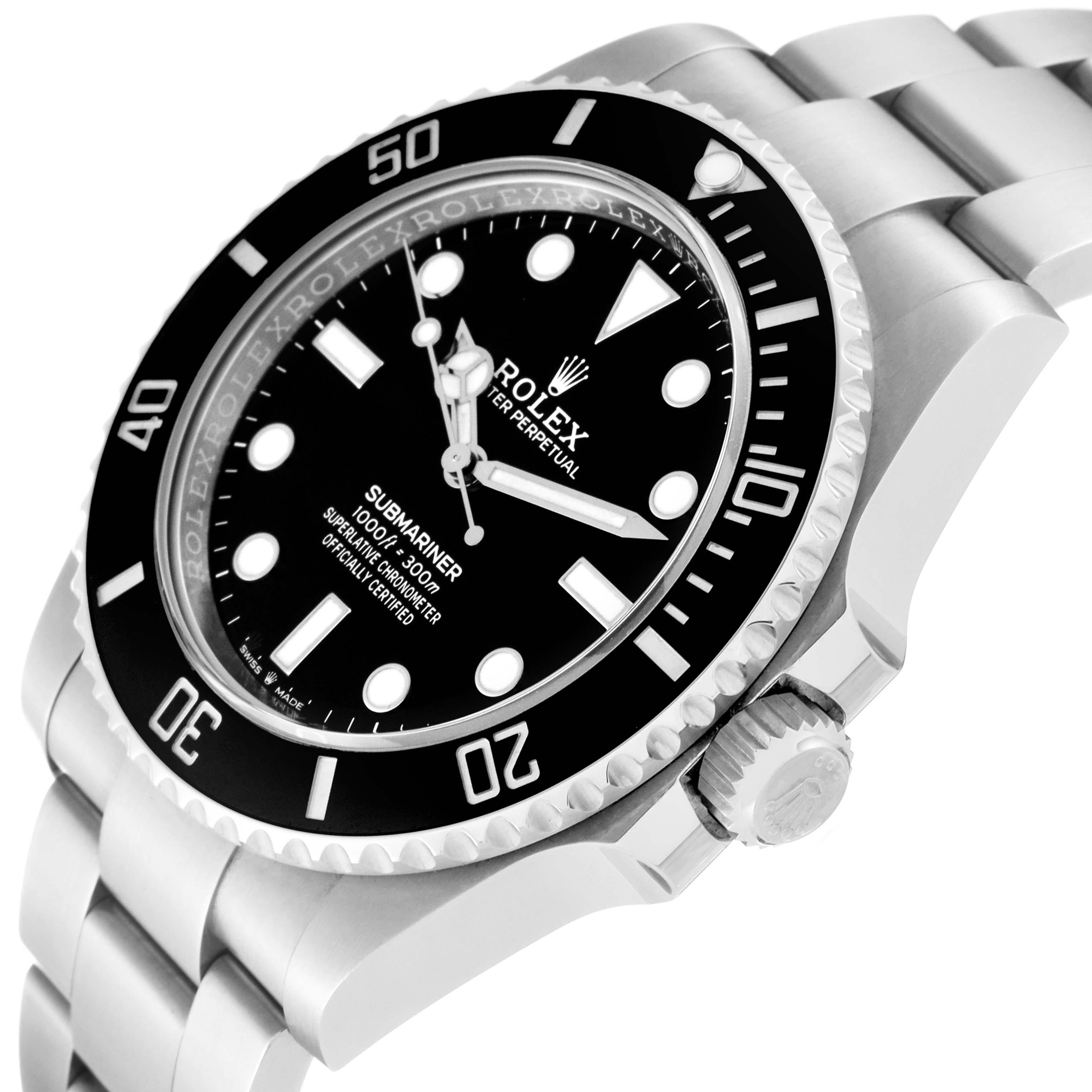 Rolex Submariner Non-Date Ceramic Bezel Steel Mens Watch 124060 Box Card For Sale 3