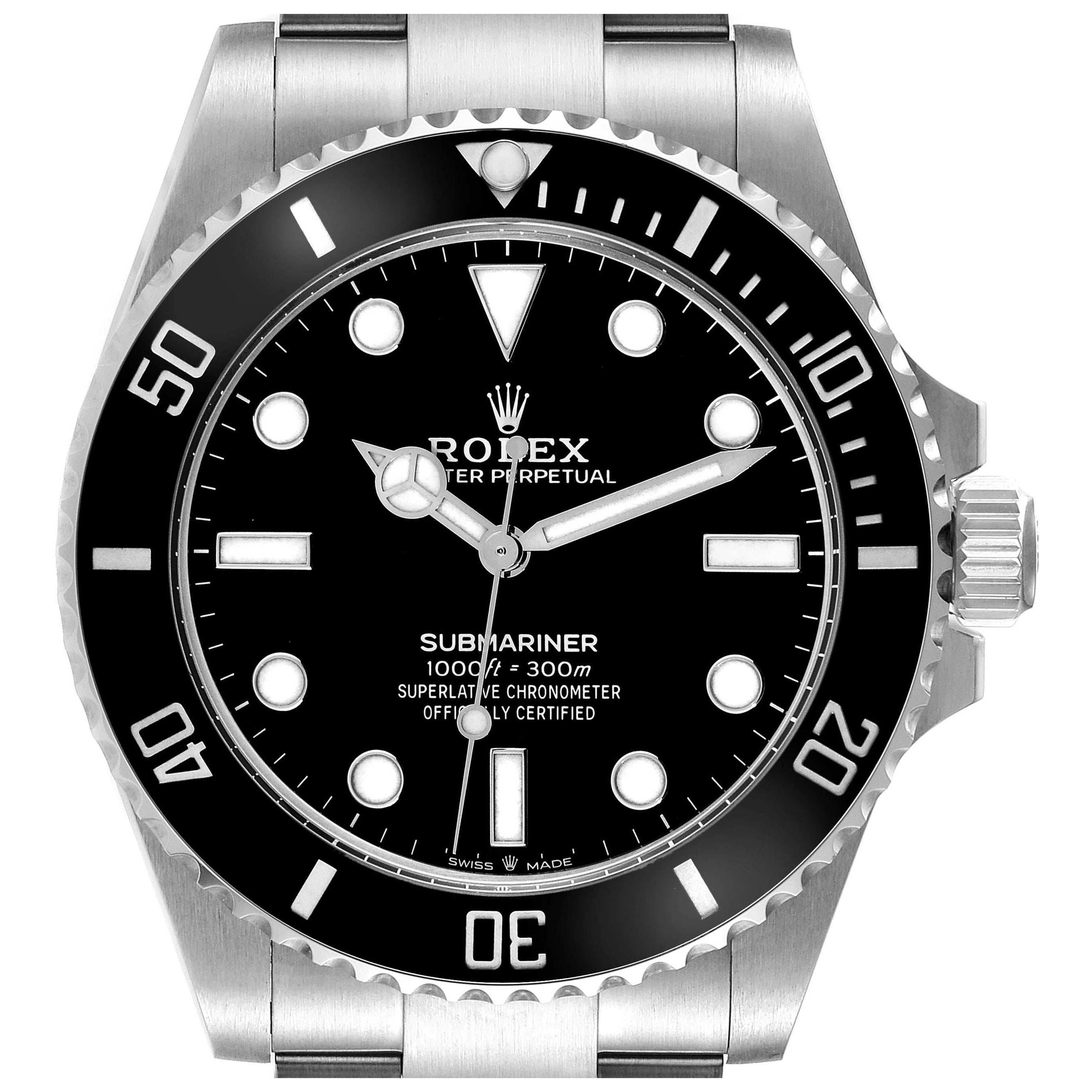 Rolex Submariner Non-Date Ceramic Bezel Steel Mens Watch 124060 Box Card