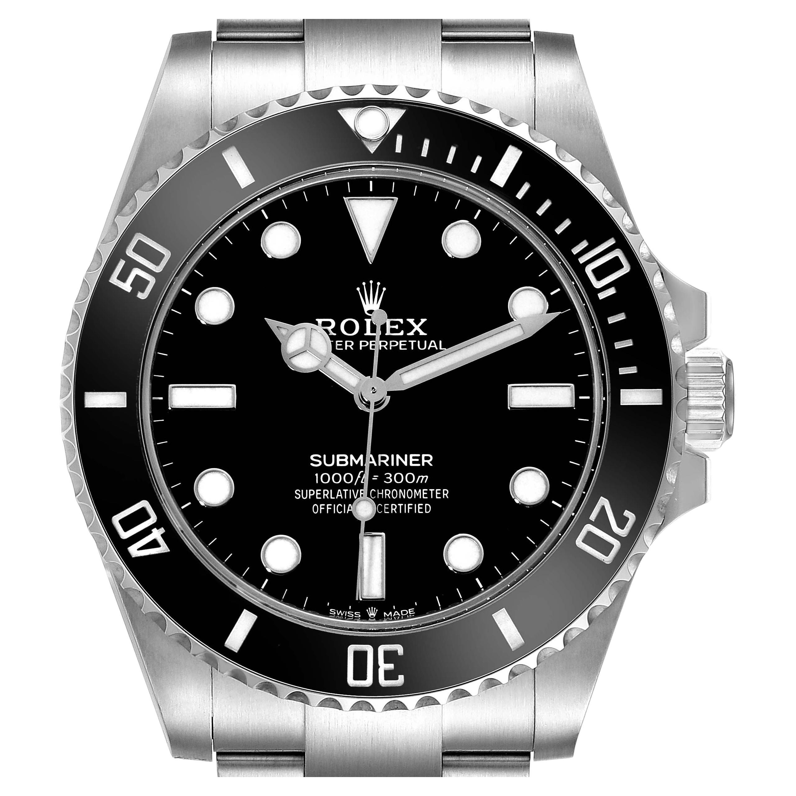Rolex Submariner Non-Date Ceramic Bezel Steel Mens Watch 124060 Box Card