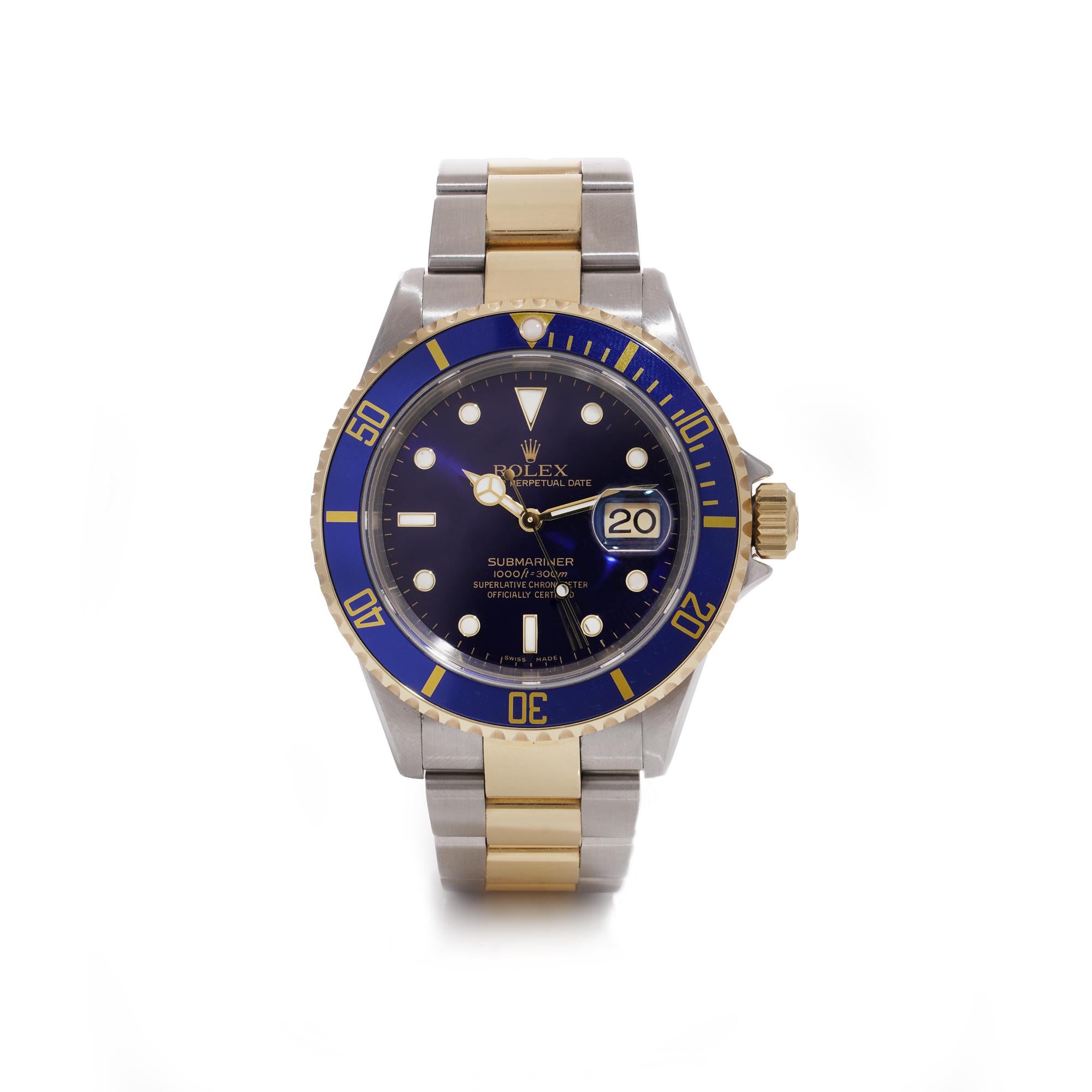 Rolex Submariner Oyster Perpetual Date Blue Dial, Ref. 16613 For Sale 2