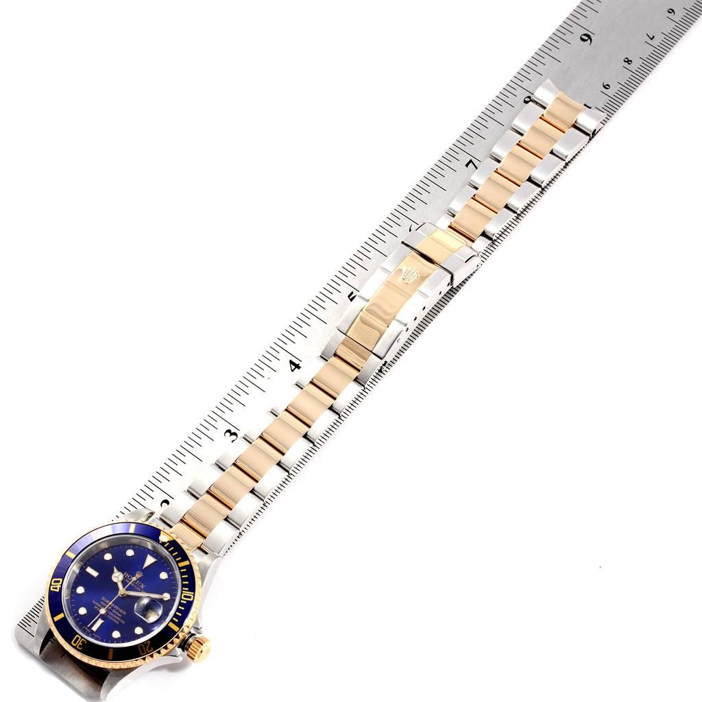 Rolex Submariner Purple Blue Dial Steel Yellow Gold Men's Watch 16613 7