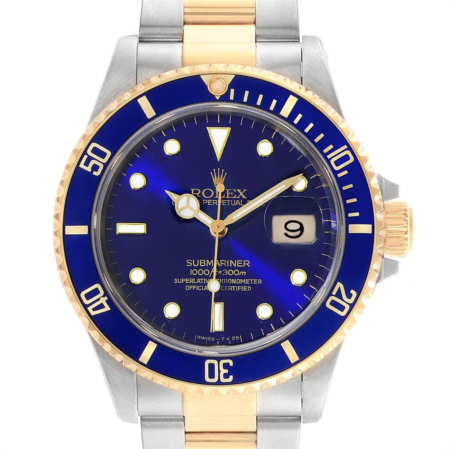 Rolex Submariner Purple Blue Dial Steel Yellow Gold Men S Watch 16613 For Sale At 1stdibs