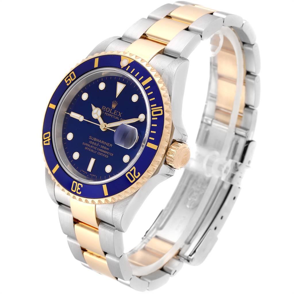Rolex Submariner Purple Blue Dial Steel Yellow Gold Men's Watch 16613 1
