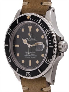 Rolex Stainless Steel Submariner Transitional Automatic Wristwatch, circa 1986
