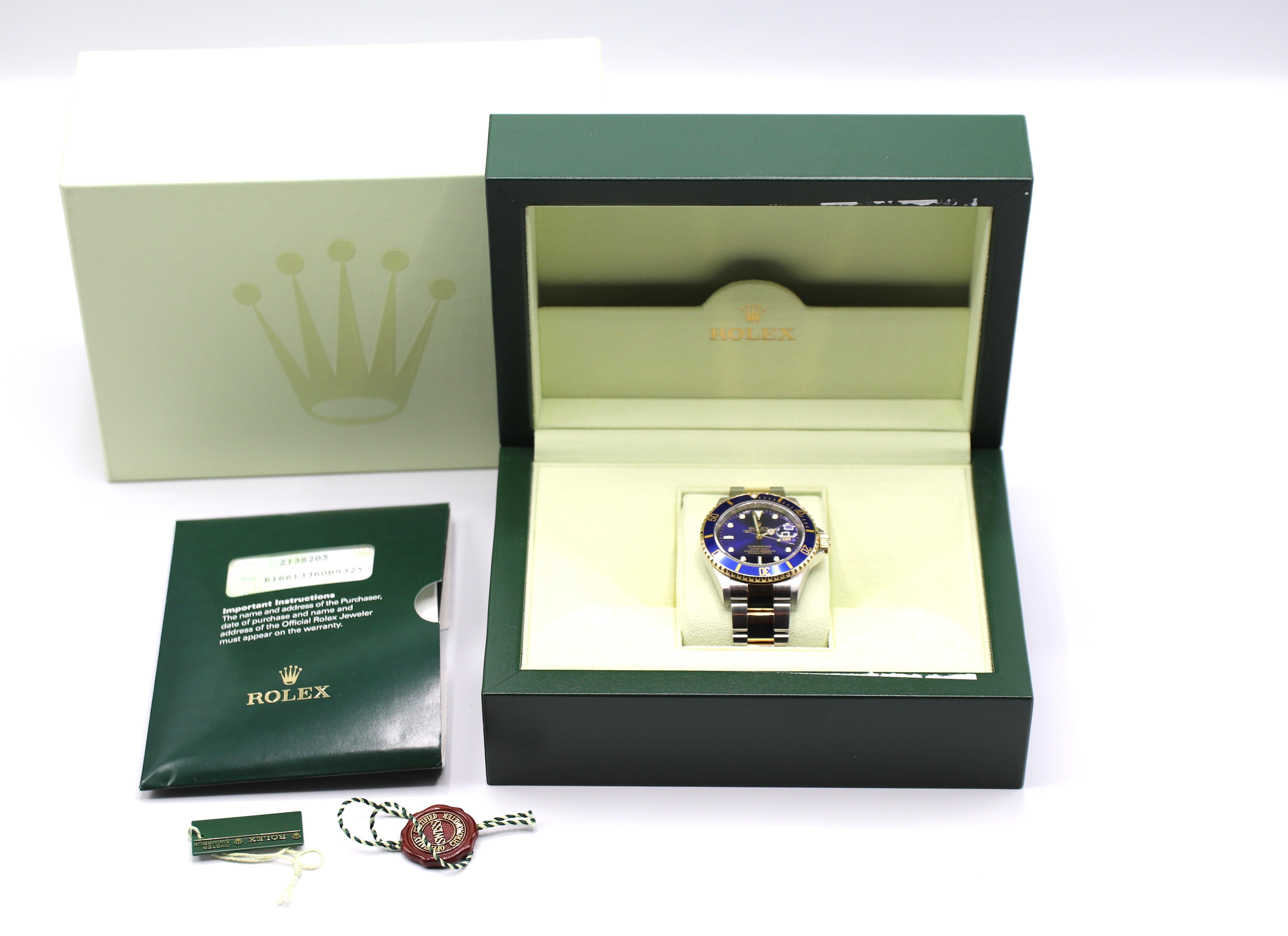 Rolex Submariner Reference 16613 Two-Tone Gold Stainless Blue Dial/Bezel Watch 1