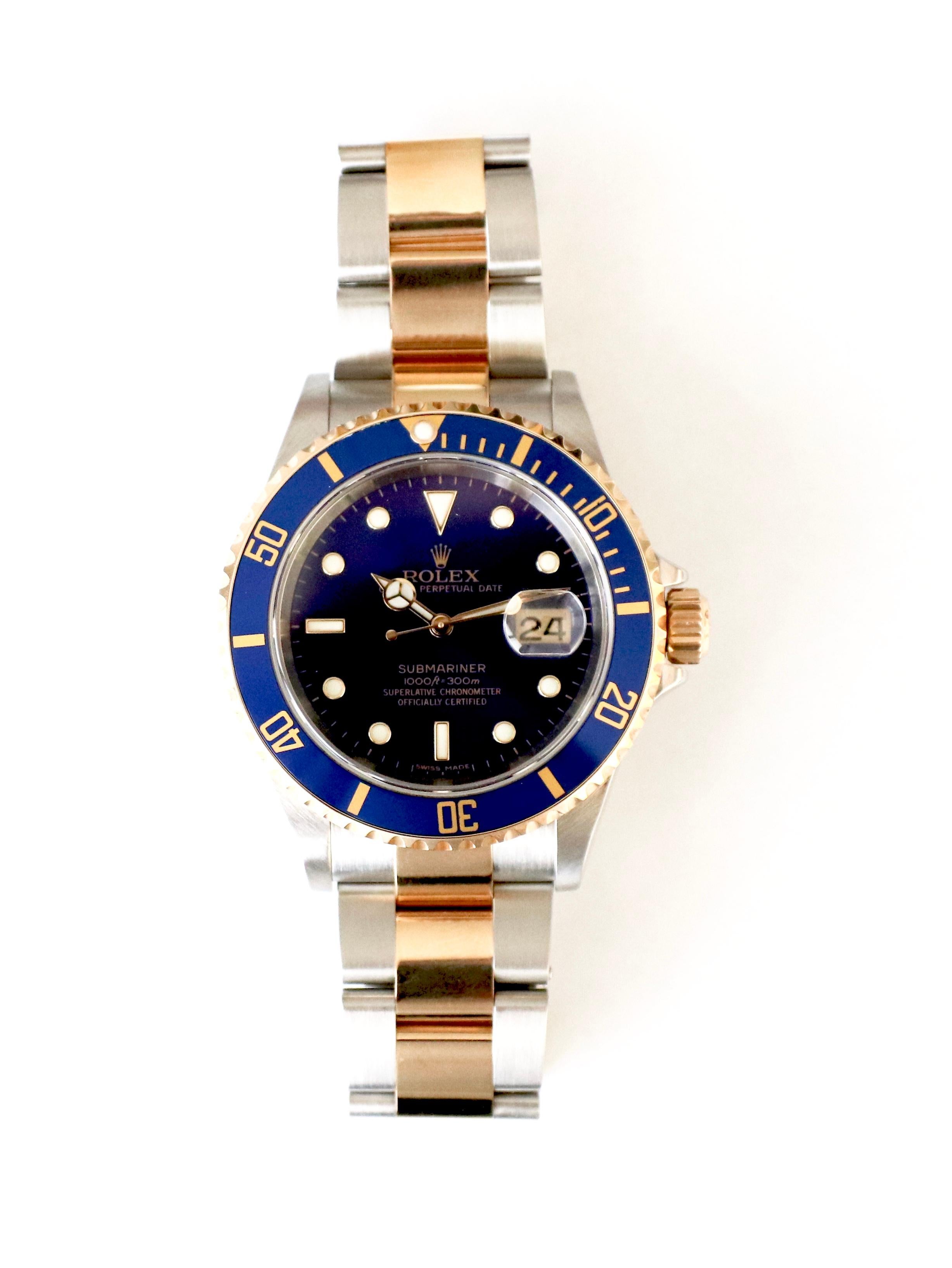 Rolex Submariner Reference 16613 Two-Tone Gold Stainless Blue Dial/Bezel Watch 2
