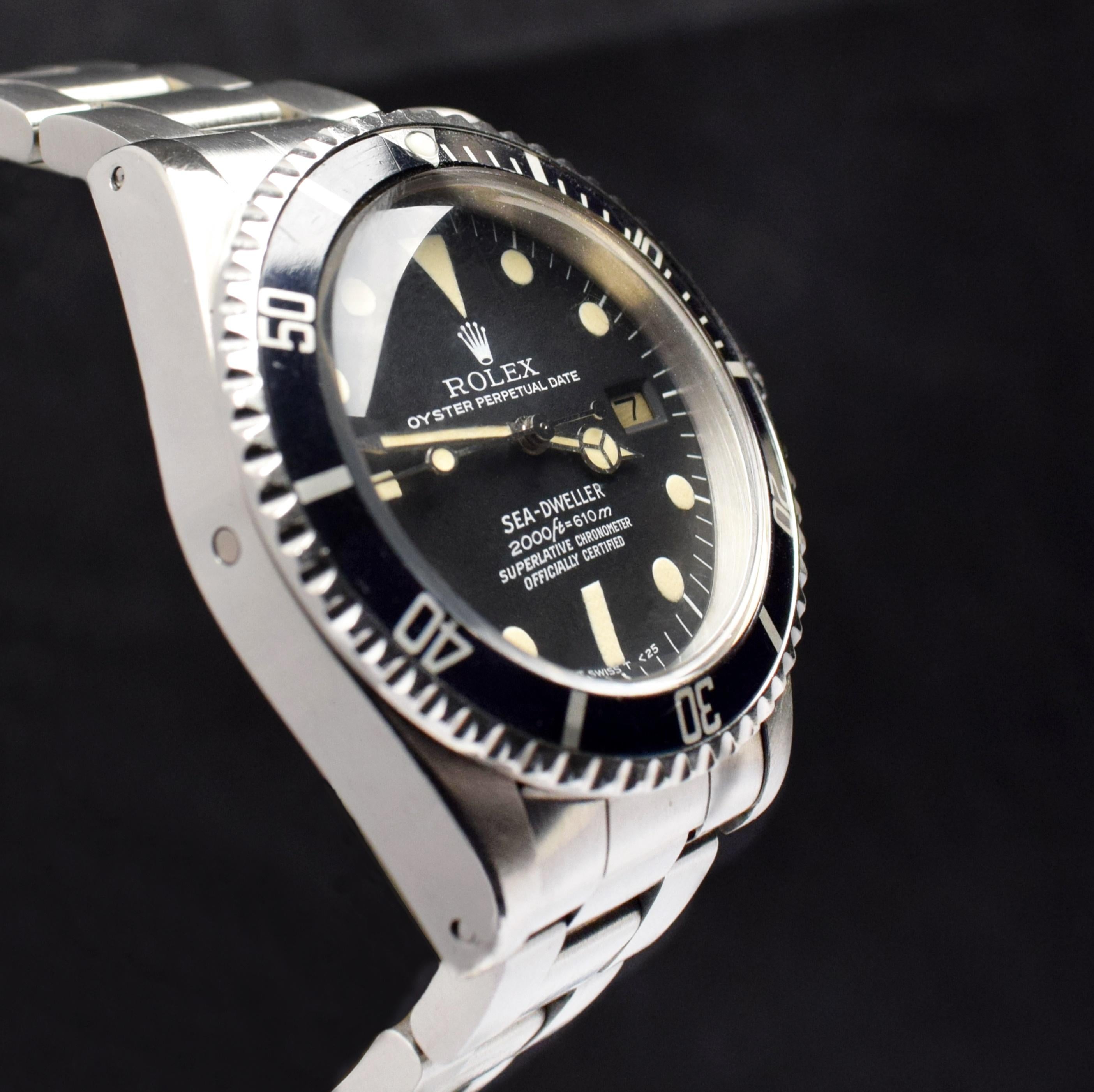 Women's or Men's Rolex Submariner Sea-Dweller Rail Dial 1665 Steel Automatic Watch 1978 For Sale