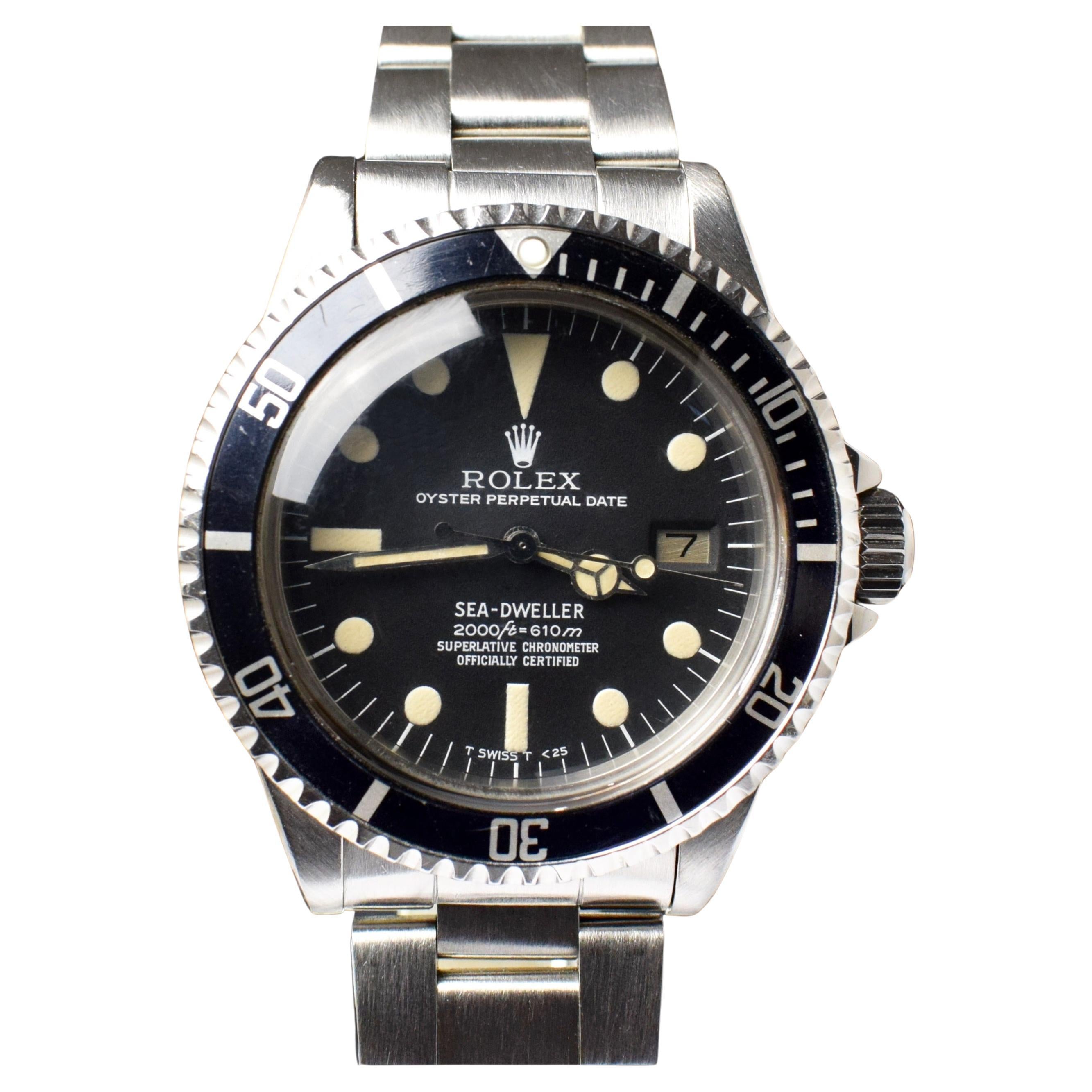 Rolex Submariner Sea-Dweller Rail Dial 1665 Steel Automatic Watch 1978 For Sale