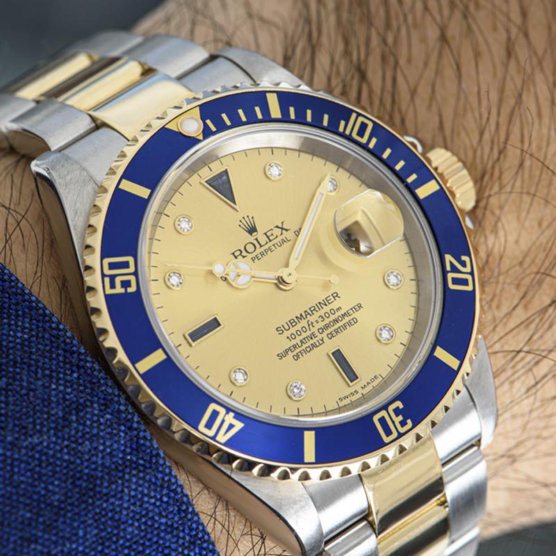 Rolex Submariner Serti Dial 16613 In Excellent Condition For Sale In London, GB