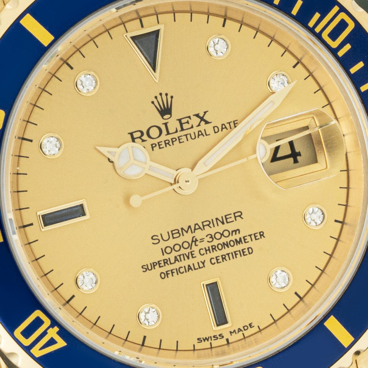 Rolex Submariner Serti Dial 16618 In Excellent Condition For Sale In London, GB