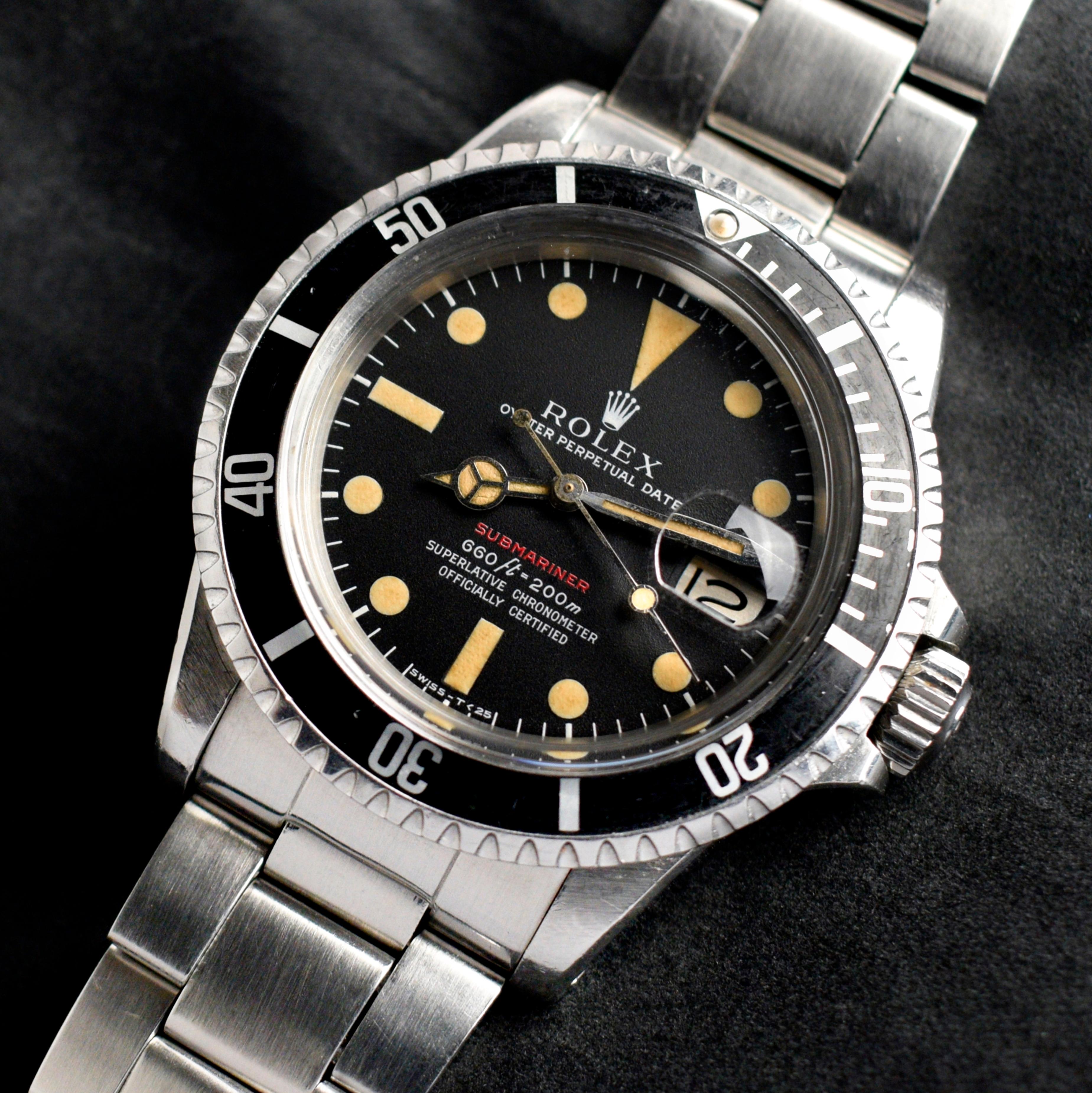 Brand: Vintage Rolex
Model: 1680
Year: 1971
Serial number: 31xxxxx
Reference: OT1589

Case: Show sign of wear with very slight light polish from previous; still in very thick strong condition; inner case back stamped 1680 III 71

Dial: Excellent