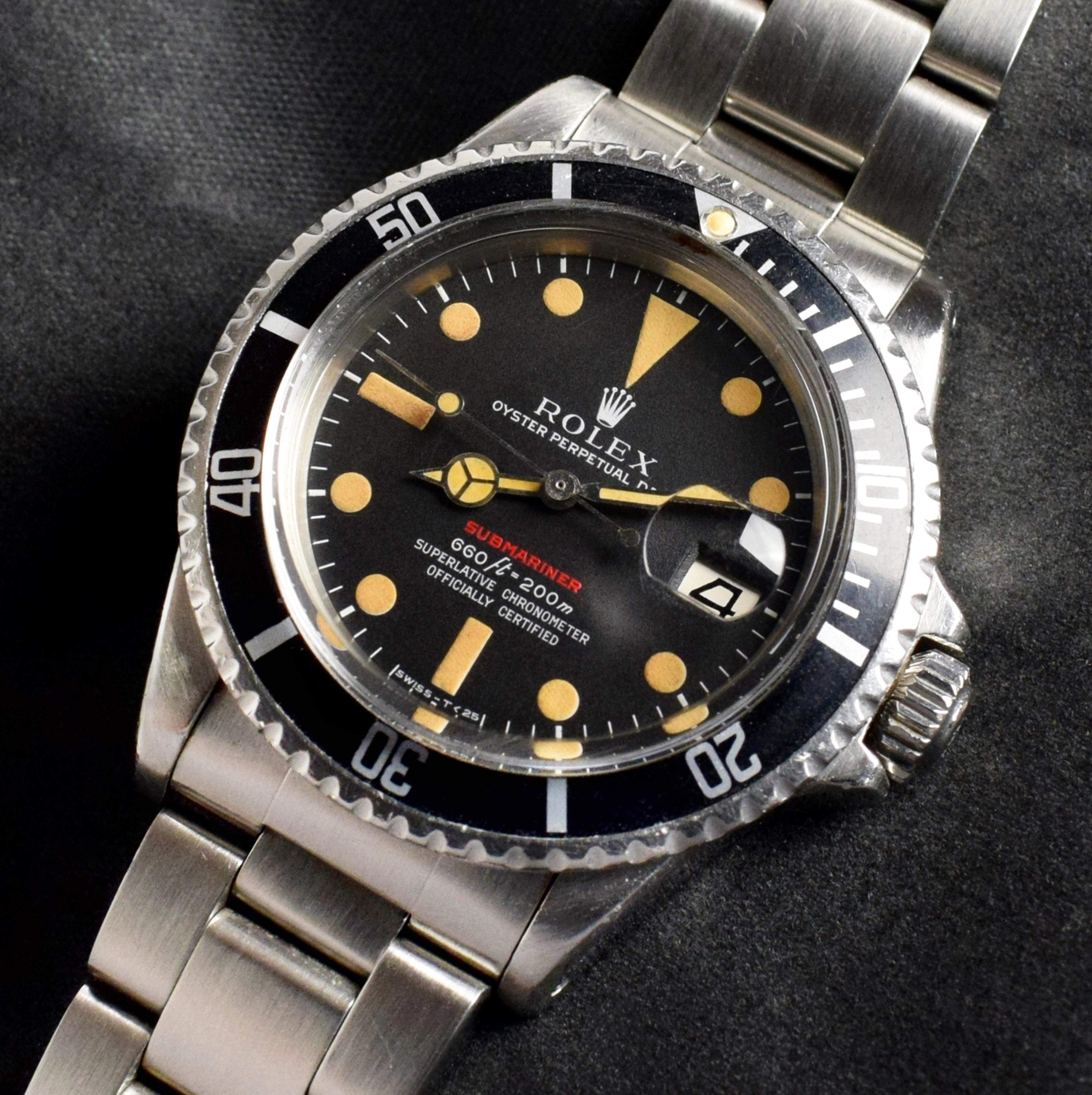 Brand: Vintage Rolex
Model: 1680
Year: 1970
Serial number: 26xxxxx
Reference: OT1506
Case: Show heavy sign of wear with some polishing from previous; inner case back stamped 1680 IV.70
Dial: Excellent Aged Condition Tritium Dial where the lumes have