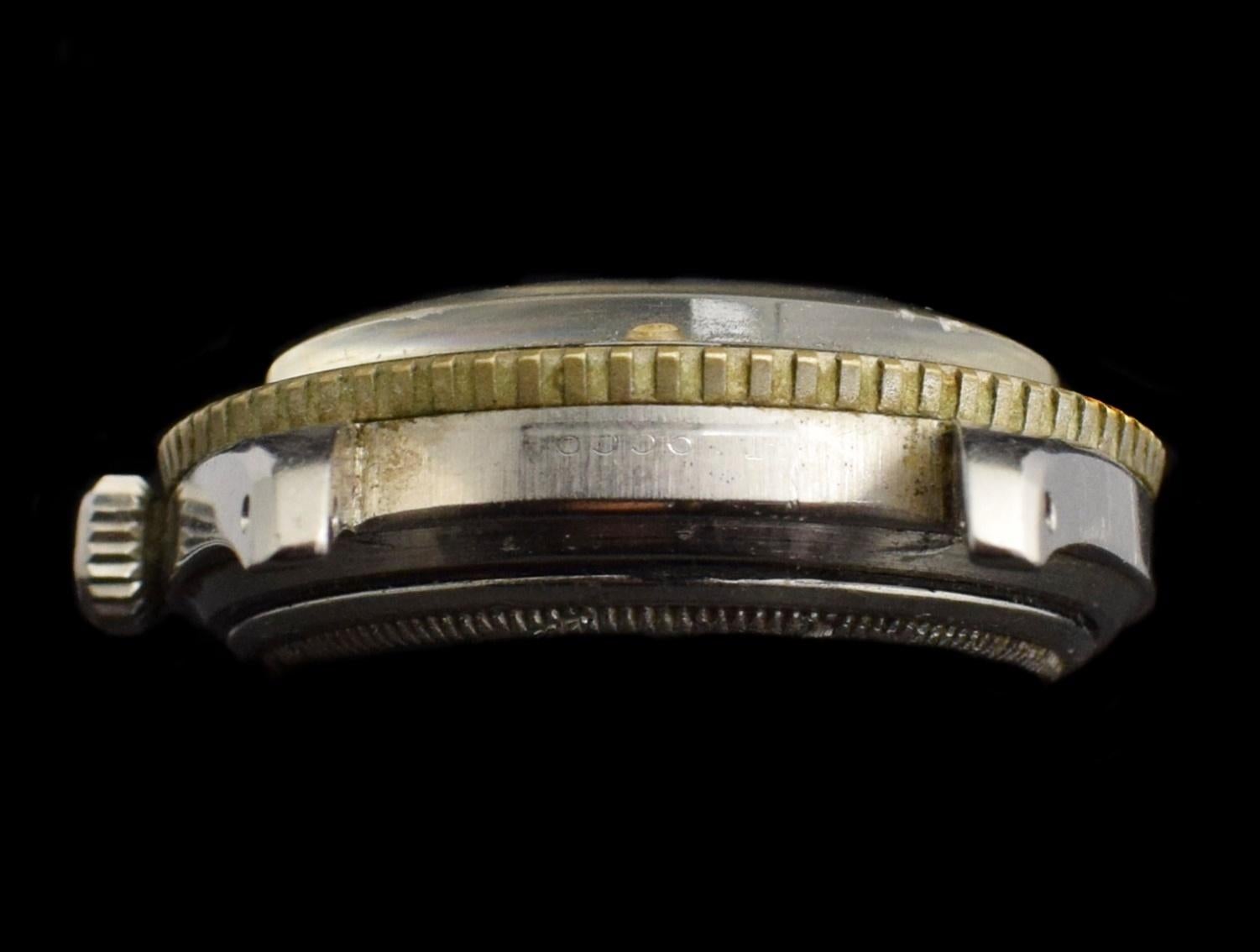 Rolex Submariner, petite montre automatique en acier avec cadran doré en forme de couronne, 1956 4