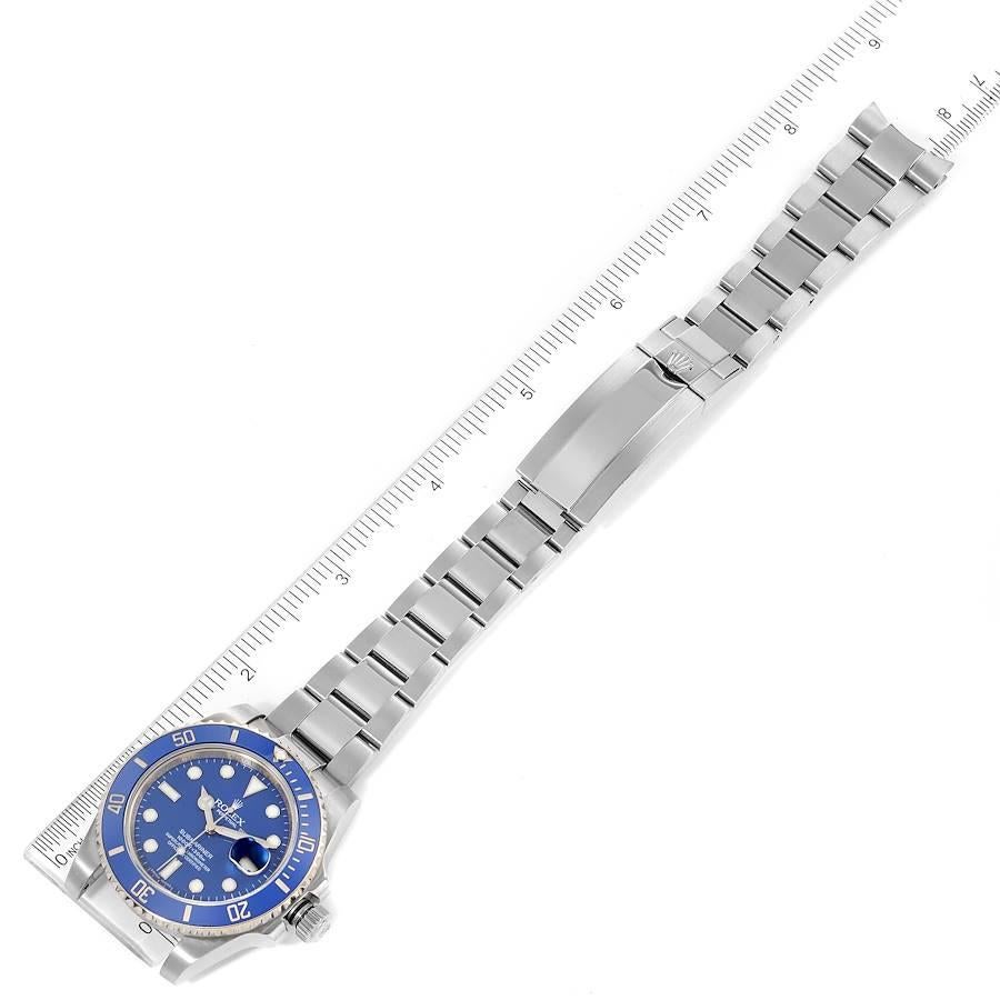 Rolex Submariner Smurf White Gold Blue Dial Bezel Watch 116619 Box Card For Sale 3
