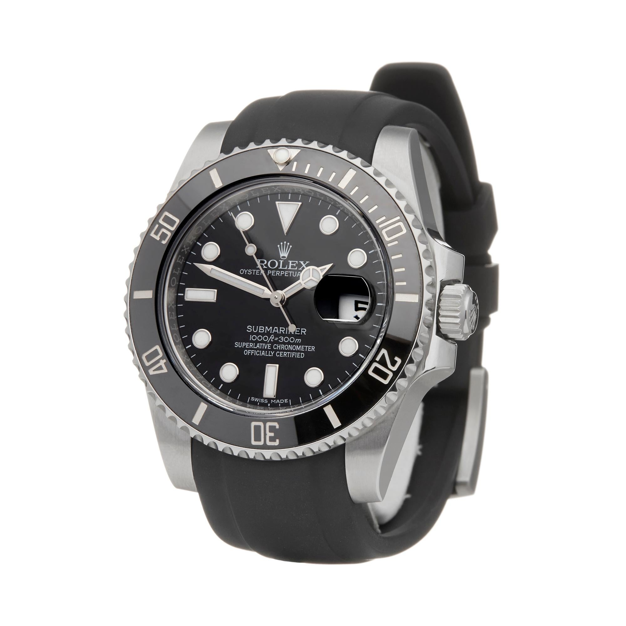 Ref: W5952
Manufacturer: Rolex
Model: Submariner
Model Ref: 116610LN
Age: 4th March 2016
Gender: Mens
Complete With: Box, Manuals & Guarantee
Dial: Black
Glass: Sapphire Crystal
Movement: Automatic
Water Resistance: To Manufacturers