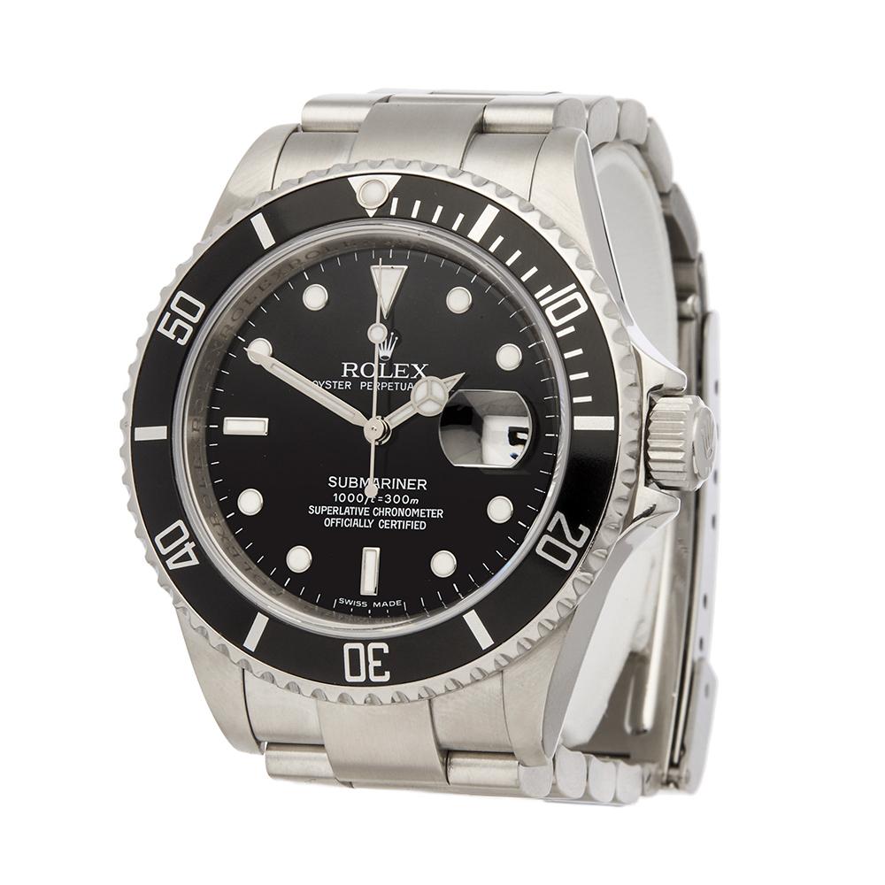 Ref: W5357
Manufacturer: Rolex
Model: Submariner
Model Ref: 16610
Age: 1st June 2008
Gender: Mens
Complete With: Box, Manuals & Guarantee
Dial: Black
Glass: Sapphire Crystal
Movement: Automatic
Water Resistance: To Manufacturers Specifications
Case: