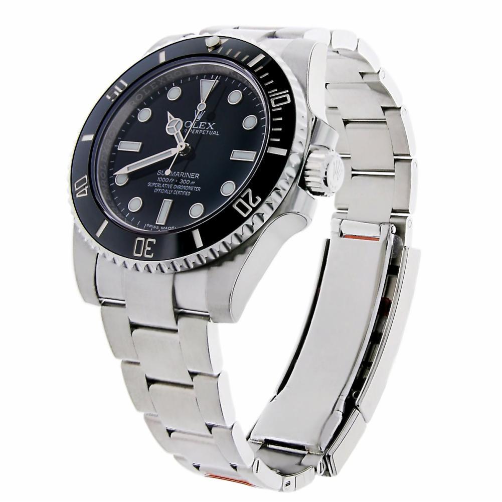 Rolex Submariner Reference #:116610. Rolex Oyster Perpetual Submariner Date Watch. 40mm 904L stainless steel case, unidirectional rotatable black Cerachrom time lapse bezel, black dial, Chromalight luminescent hands and hour markers, and Oyster