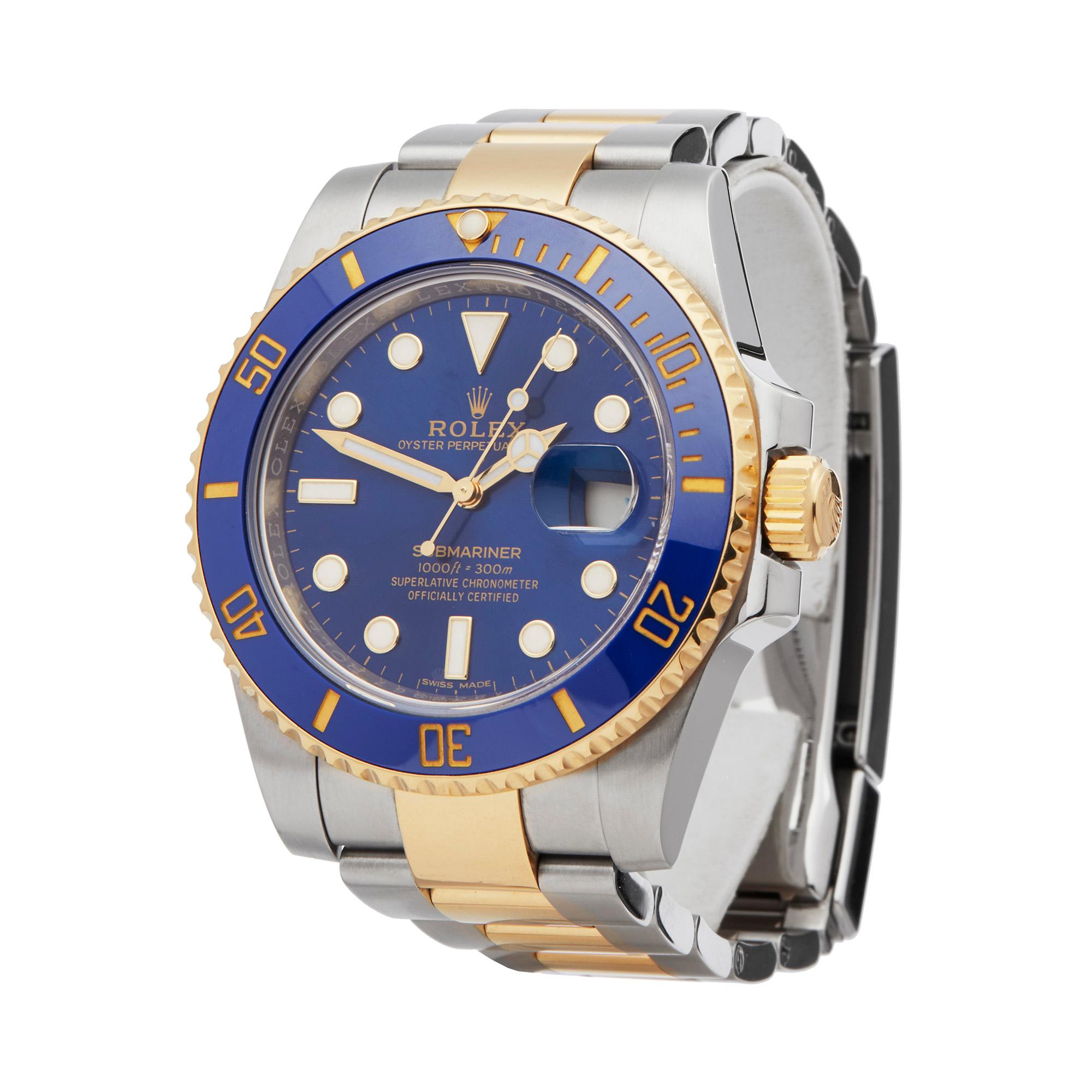 Ref: W5687
Manufacturer: Rolex
Model: Submariner
Model Ref: 116613LB
Age: Circa 2010's
Gender: Mens
Complete With: Box & Manuals Only
Dial: Blue
Glass: Sapphire Crystal
Movement: Automatic
Water Resistance: To Manufacturers Specifications
Case: