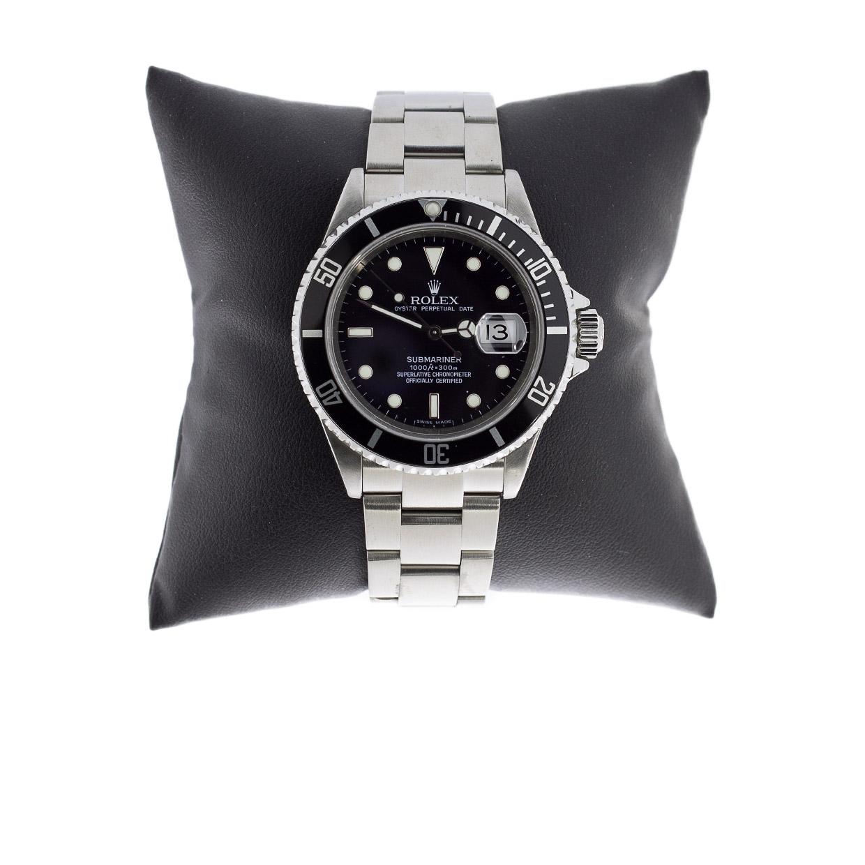 Product Details:
Condition: Pre Owned
Brand: Rolex
Collection: Submariner
Case Material: Stainless Steel
Gender: Mens
MPN: 16610
Movement: Mechanical Automatic
Face Color: Black
Band Type: Bracelet
Case Size: 40
Style: Diver
Cert/Paperwork: Box &