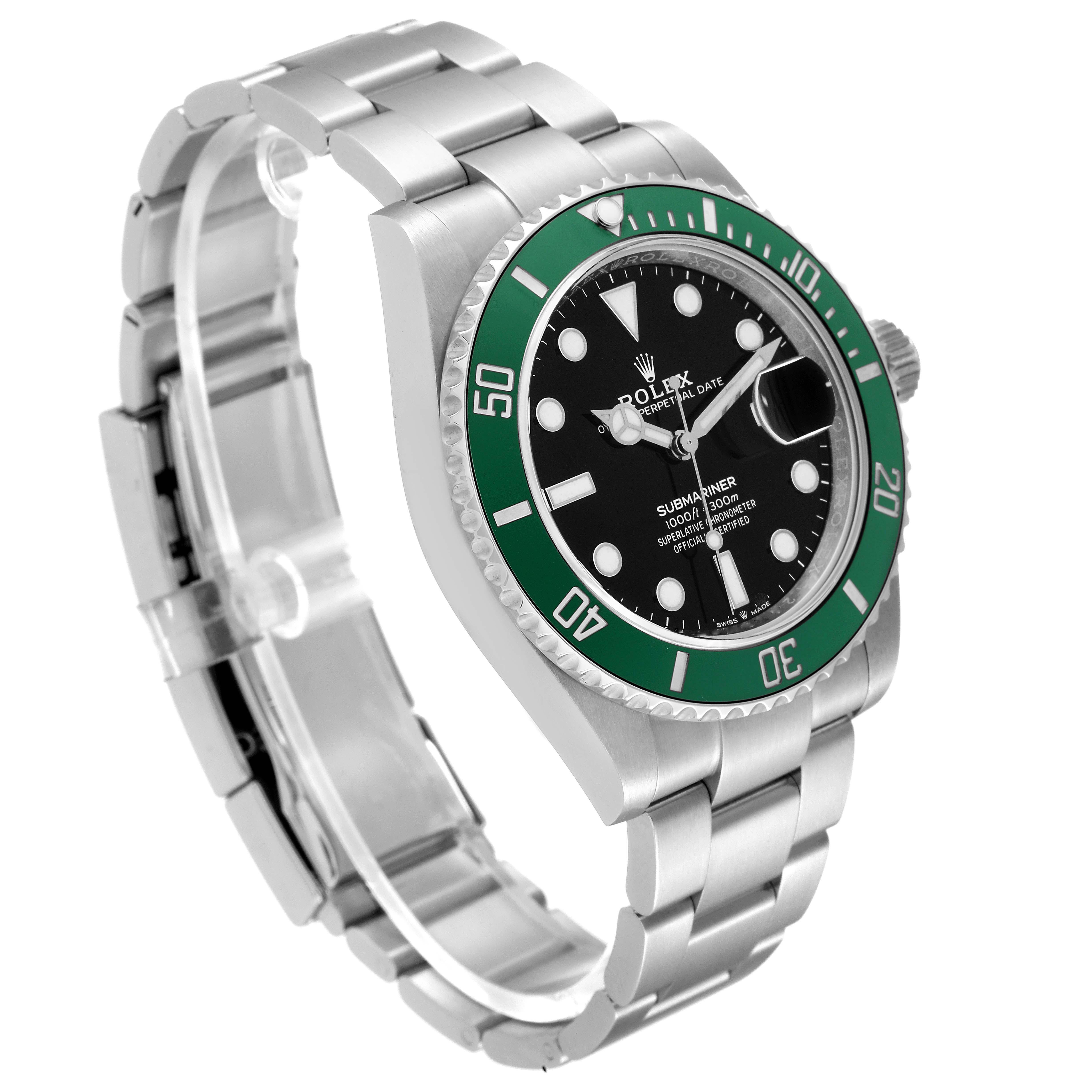 Rolex Submariner Starbucks Green Ceramic Bezel Steel Watch 126610LV Box Card In Excellent Condition For Sale In Atlanta, GA