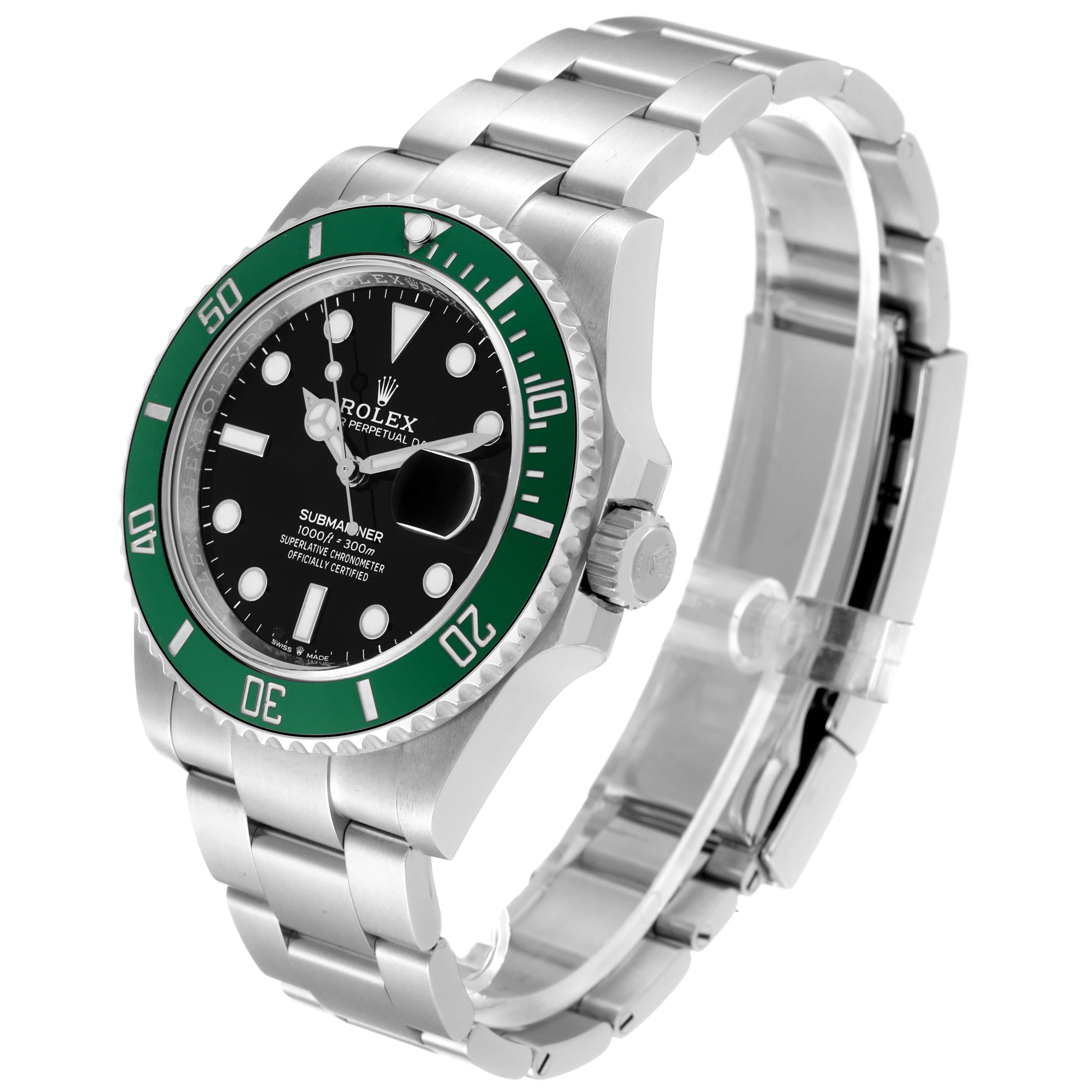 Men's Rolex Submariner Starbucks Green Ceramic Bezel Steel Watch 126610LV Box Card For Sale