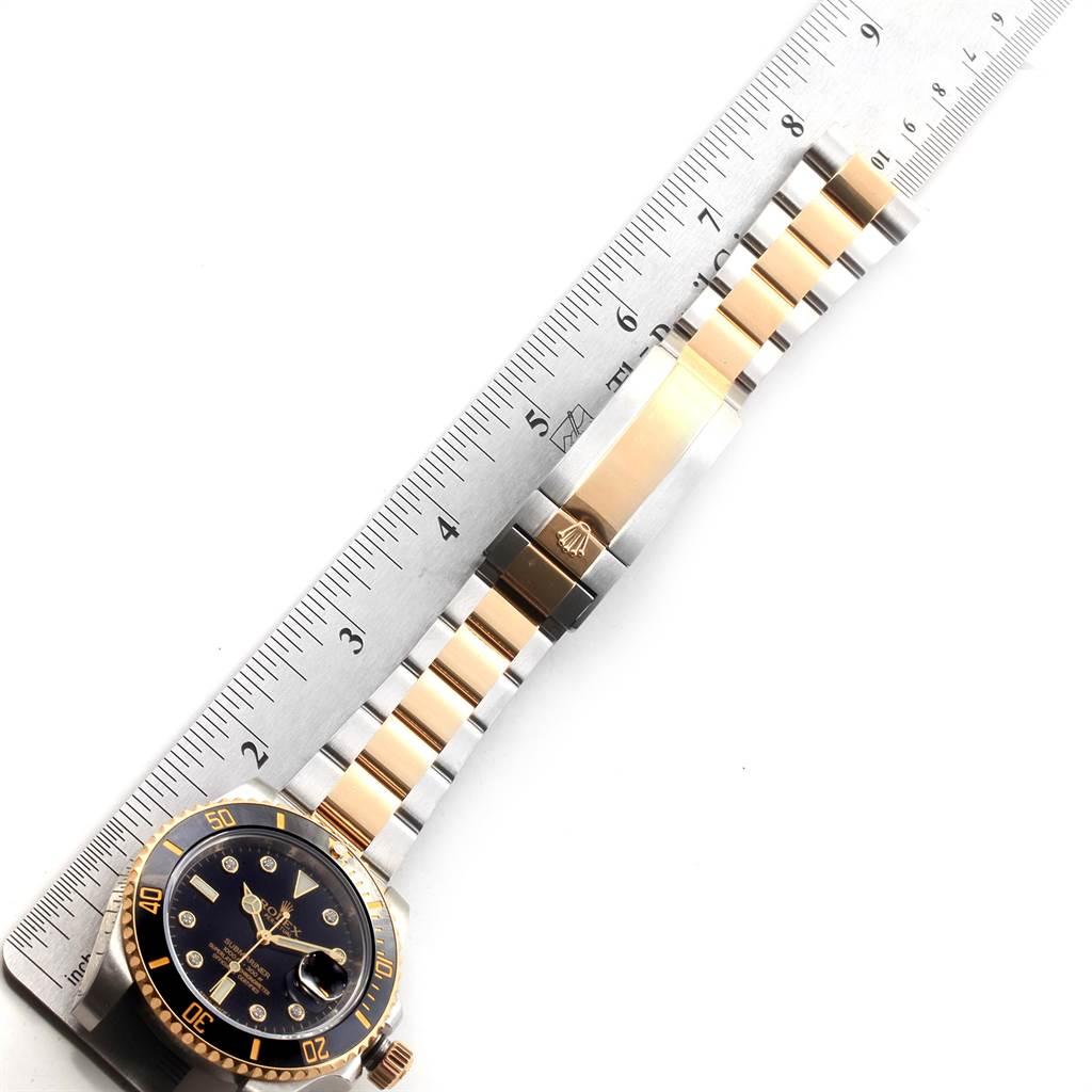 Rolex Submariner Steel 18 Karat Yellow Gold Black Diamond Dial Watch 116613 For Sale 3