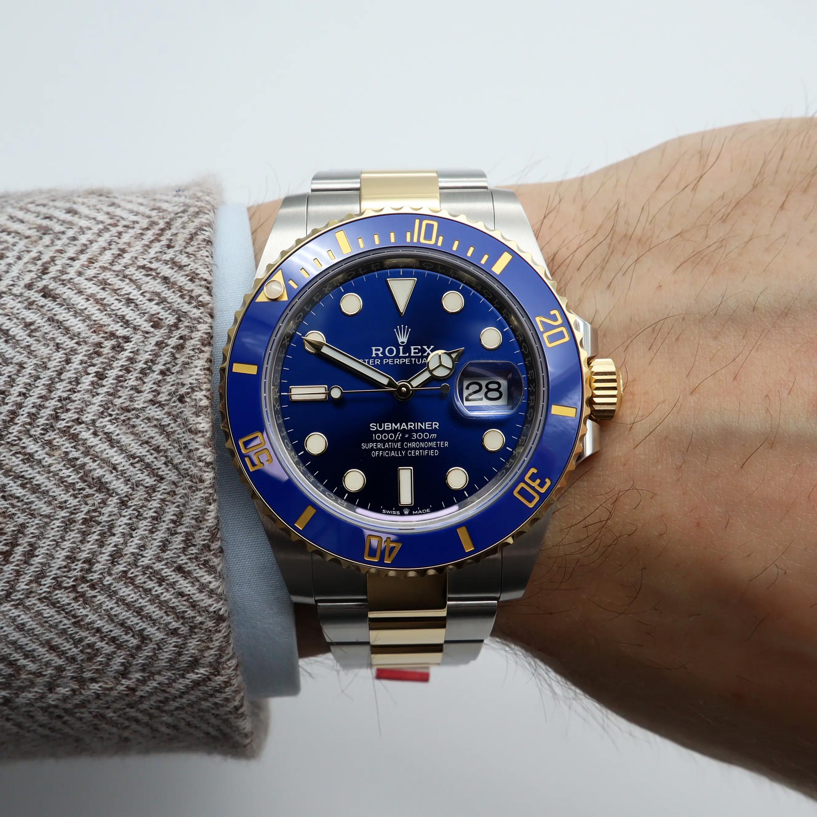 Rolex Submariner Steel 18K Yellow Gold Blue Dial Automatic Watch 126613LB For Sale 1