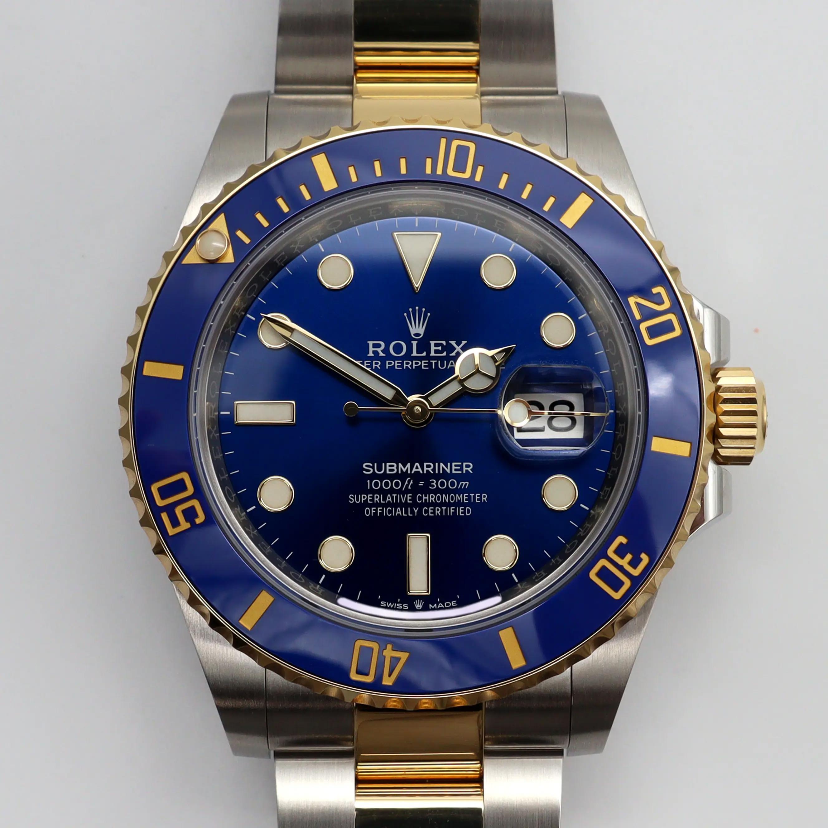 Rolex Submariner Steel 18K Yellow Gold Blue Dial Automatic Watch 126613LB For Sale 2