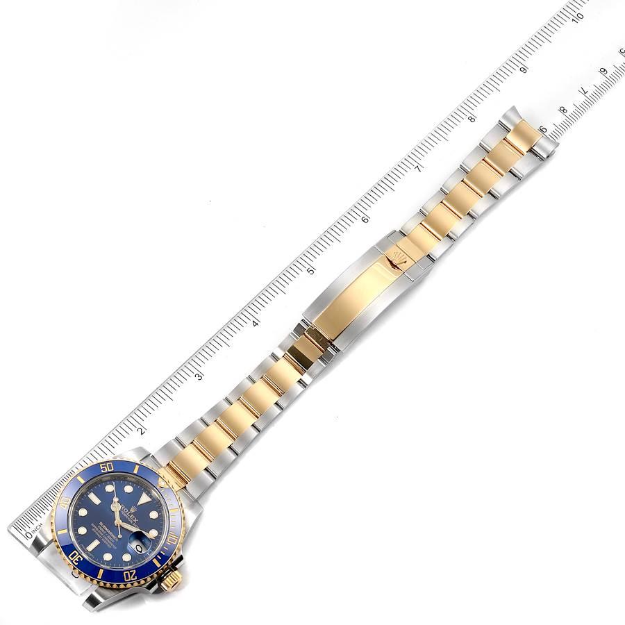 Rolex Submariner Steel 18 Karat Gold Blue Dial Men's Watch 116613 Box Card For Sale 7