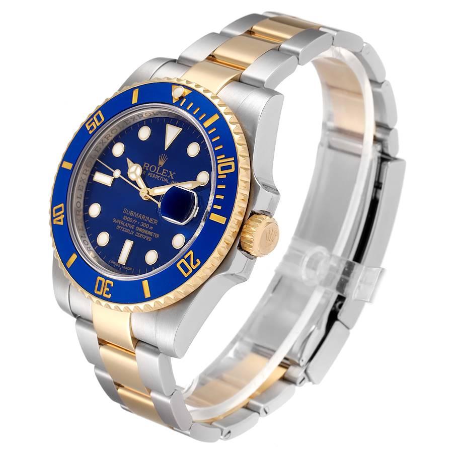 Men's Rolex Submariner Steel 18K Yellow Gold Blue Dial Mens Watch 116613