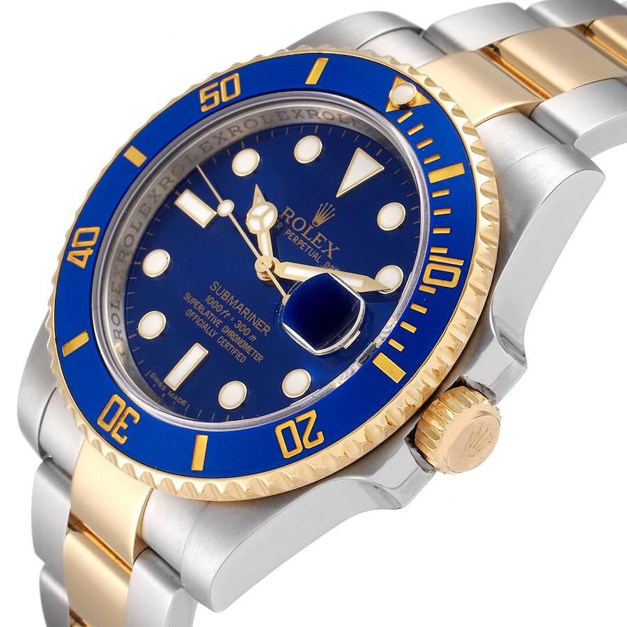 Rolex Submariner Steel 18K Yellow Gold Blue Dial Mens Watch 116613 1