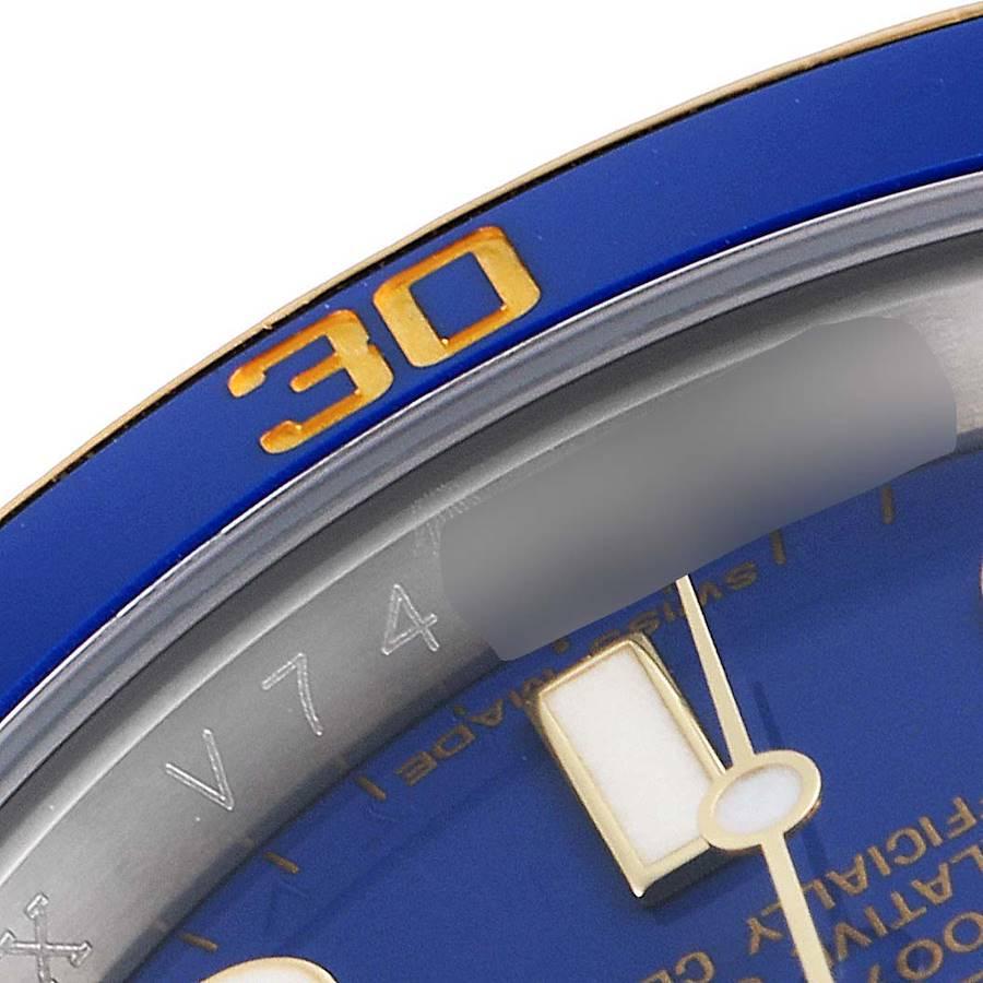 Rolex Submariner Stahl 18K Gelbgold blaues Zifferblatt Herrenuhr 116613 im Angebot 3