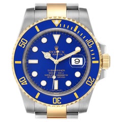 Rolex Submariner Stahl 18K Gelbgold blaues Zifferblatt Herrenuhr 116613