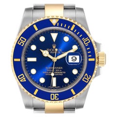 Rolex Submariner Steel 18K Yellow Gold Blue Dial Mens Watch 116613