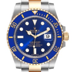 Rolex Submariner Steel 18K Yellow Gold Blue Dial Mens Watch 116613 Unworn