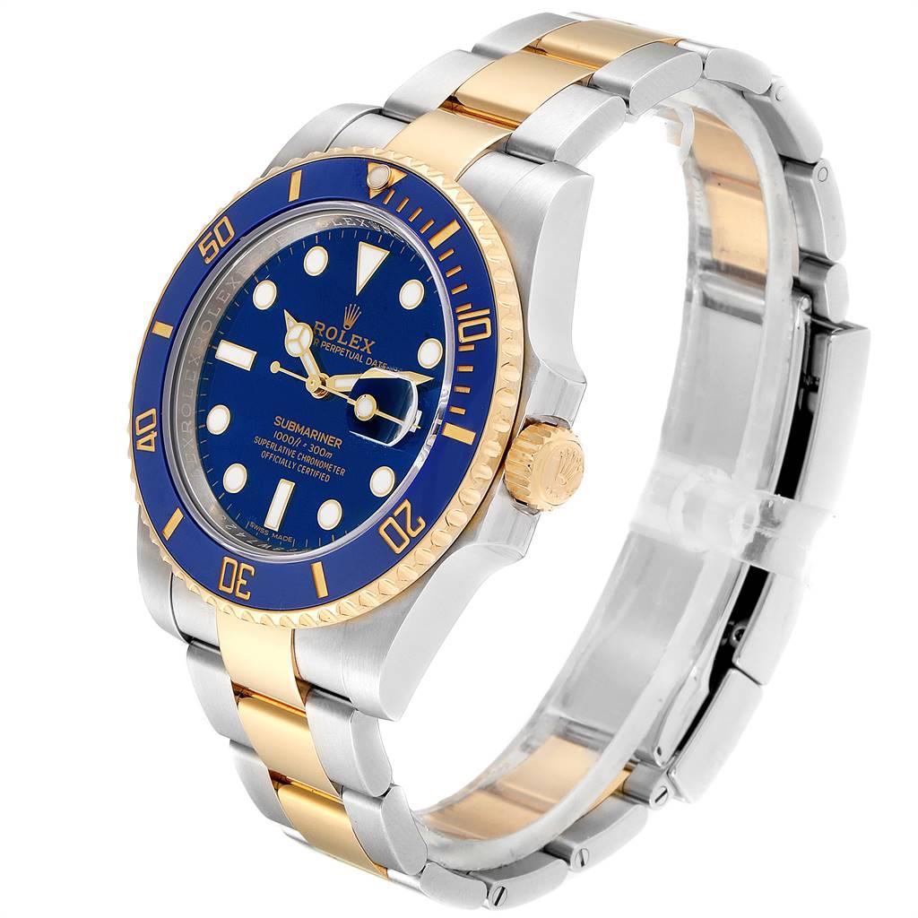 Men's Rolex Submariner Steel 18 Karat Yellow Gold Blue Dial Watch 116613